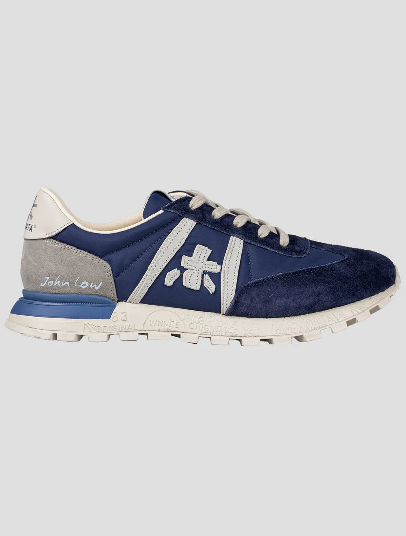 Premiata Blue Gray Leather Suede Pa Pu Sneakers