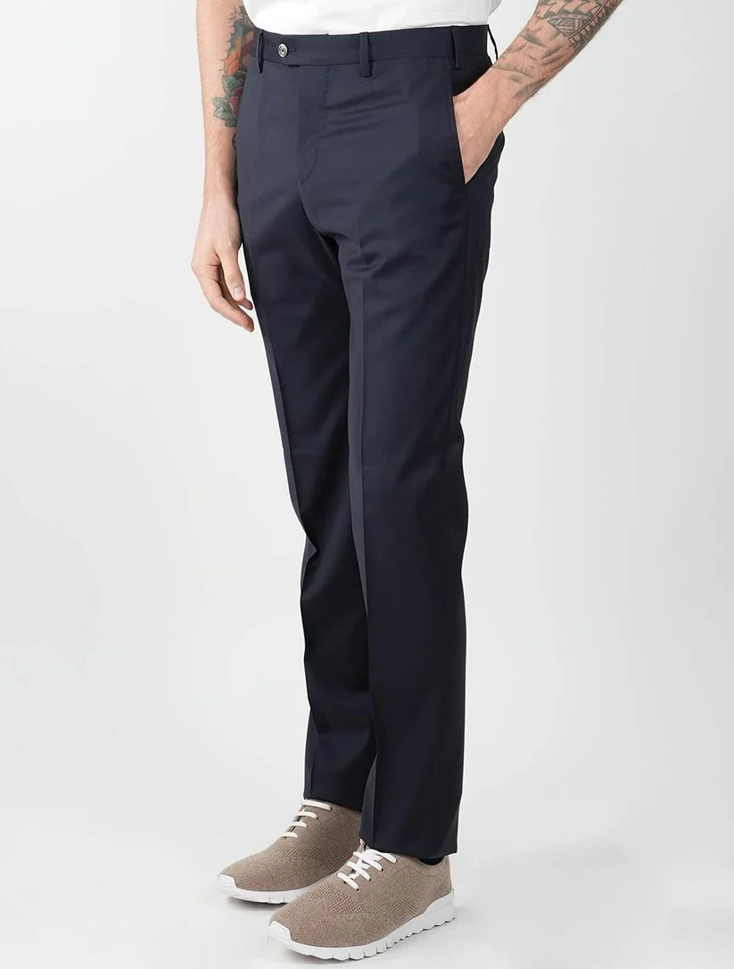 MARCO PESCAROLO Dark Blue Wool Dress Pants