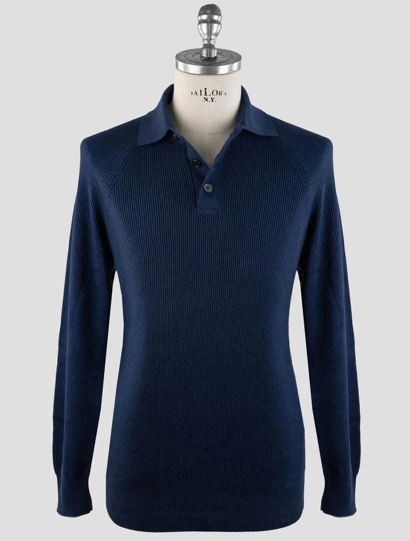 Brunello Cucinelli Blue Cotton Sweater Polo