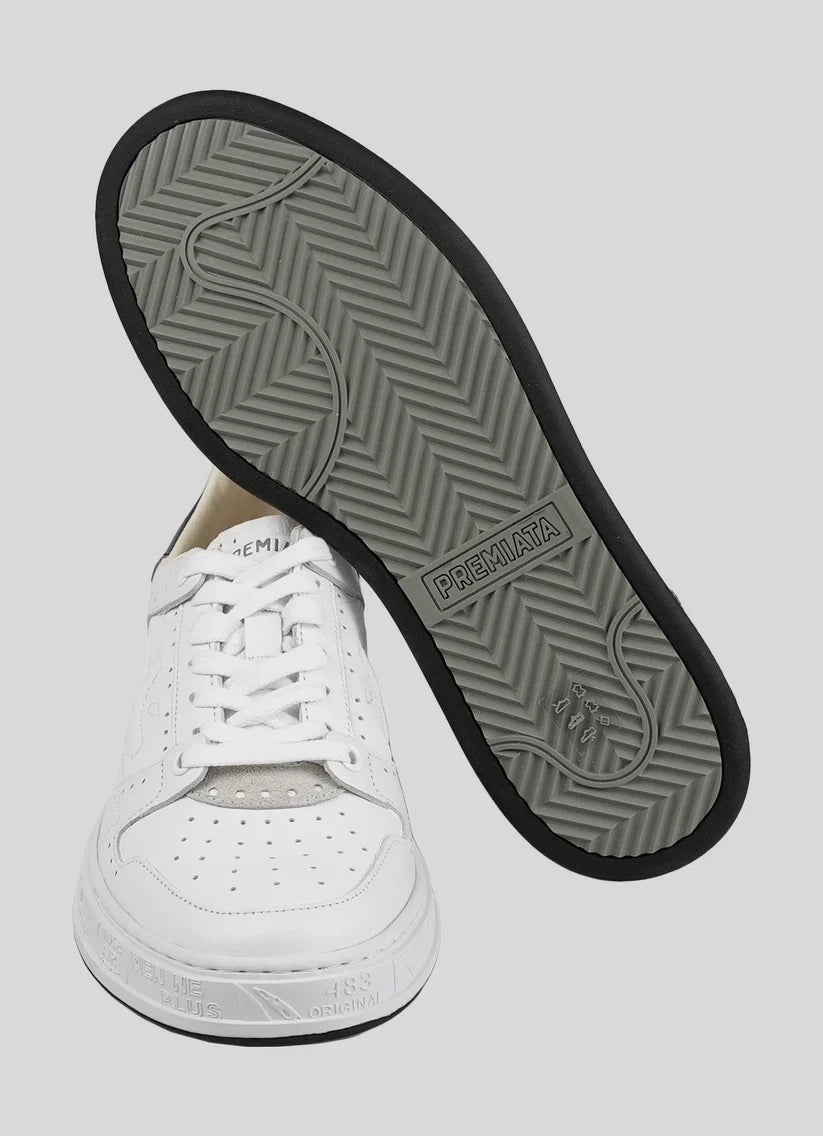 Premiata White Blue Leather Sneakers