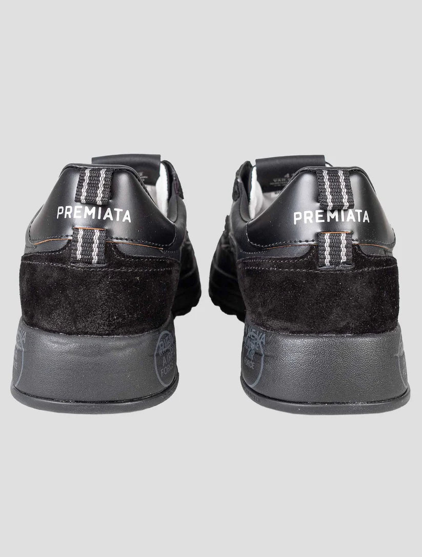 Premiata Black Leather Pu Pa Nylon Sneakers