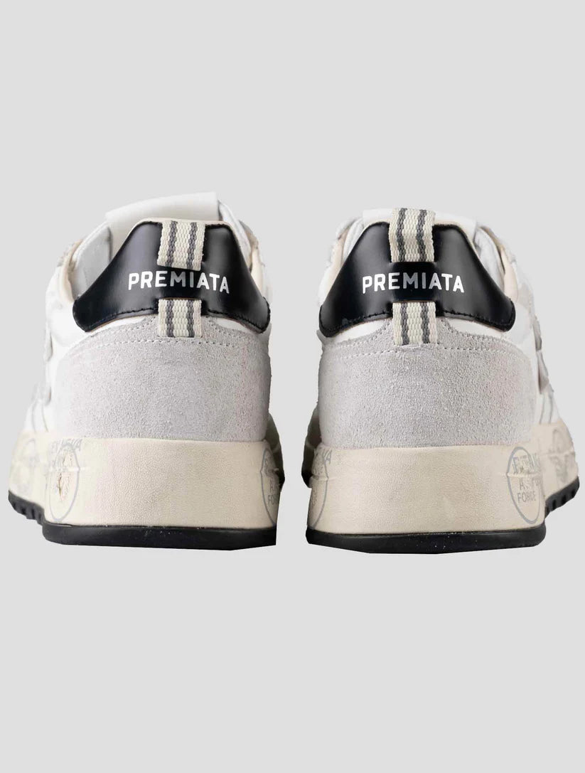 Premiata White Leather Suede Pa Nylon Sneakers