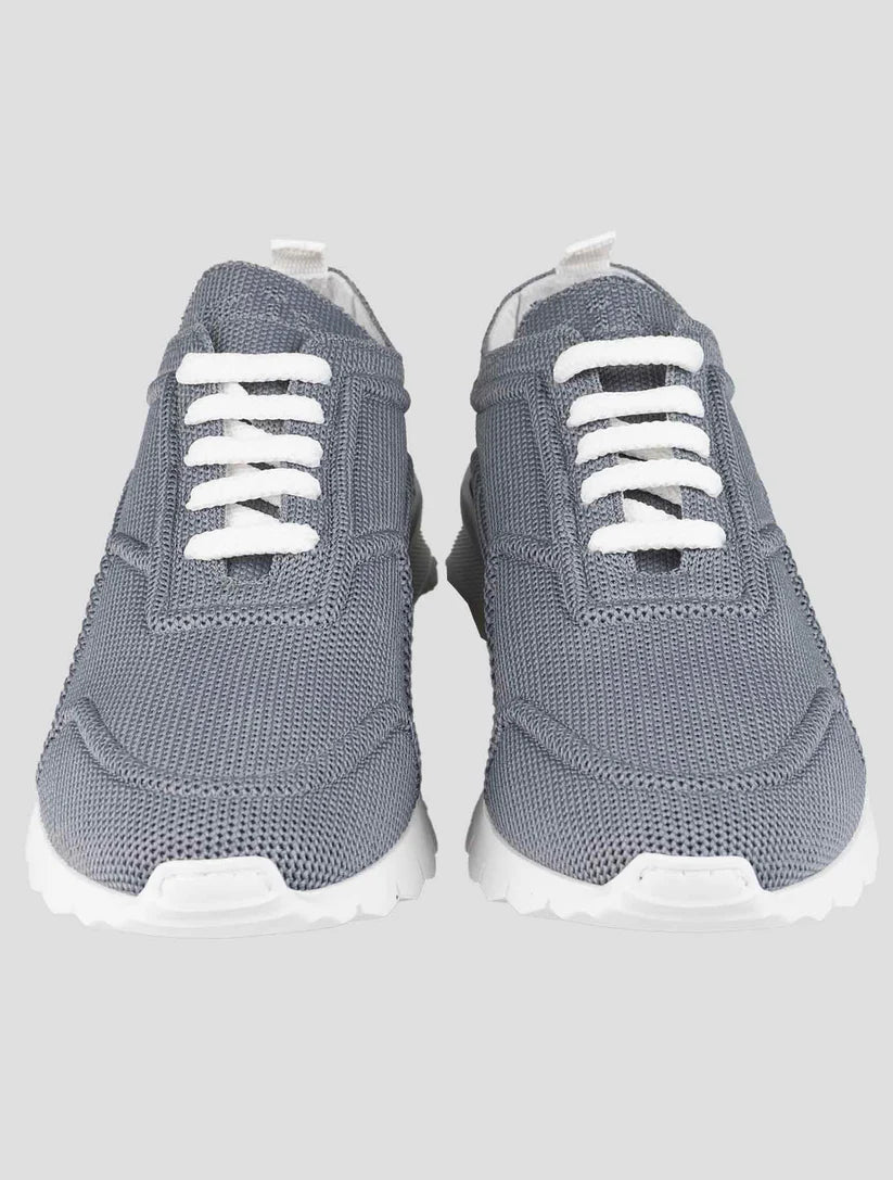 Kiton Gray Cotton Ea Sneakers