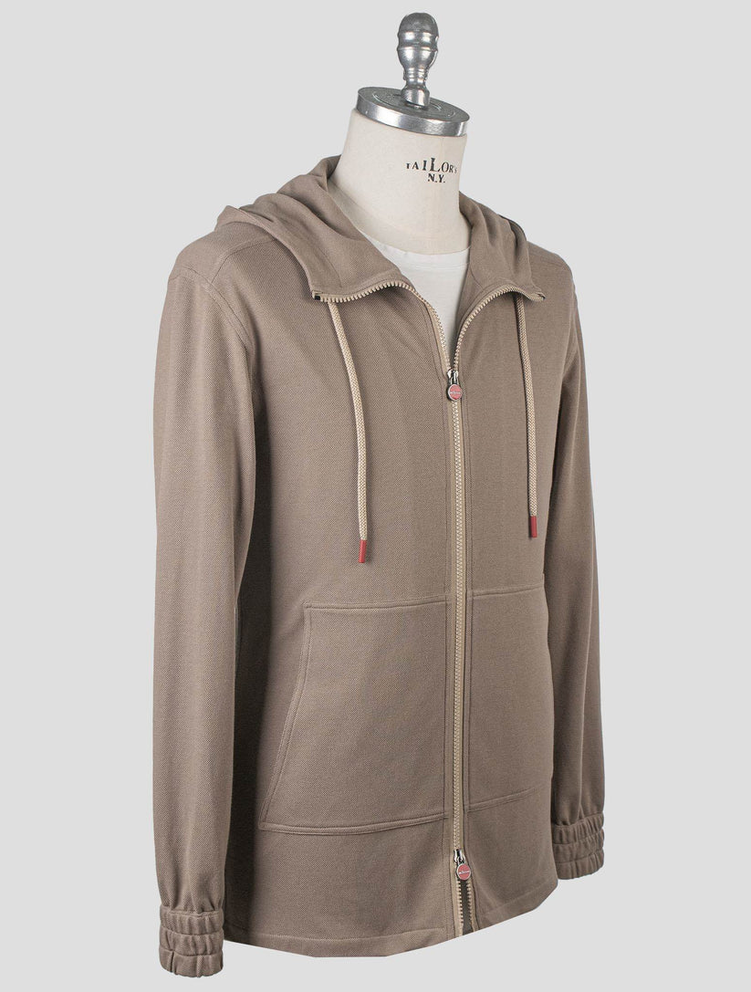 Kiton Light Brown Cotton Tracksuit Short Pants