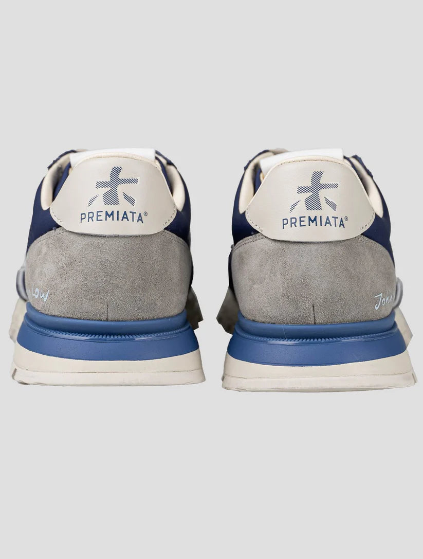 Premiata Blue Gray Leather Suede Pa Pu Sneakers