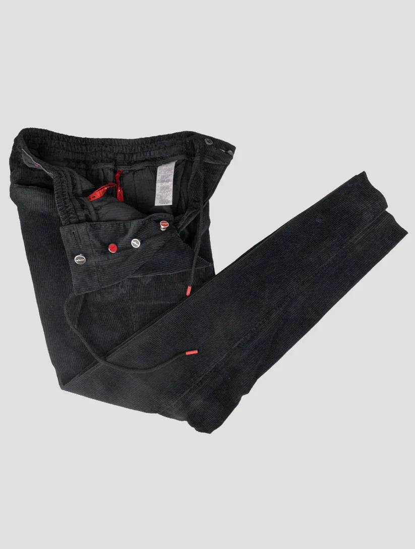 Kiton Black Cotton Cashmere Ea Velvet Pants