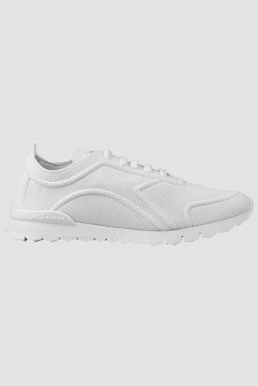 Kiton White Cotton Ea Sneakers