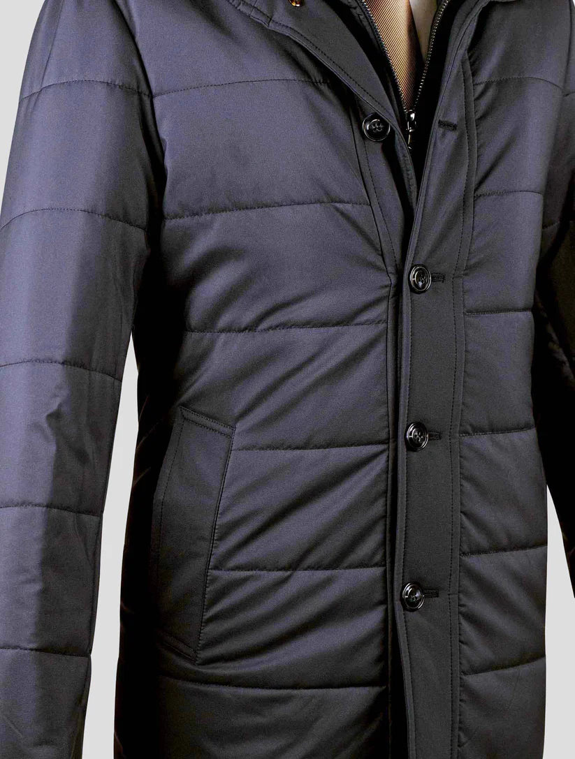 Barba Napoli Blue Pl with Beaver Collar Coat