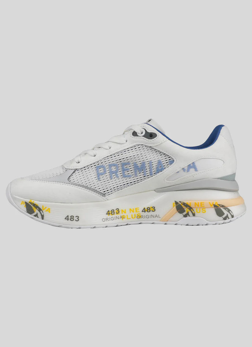Premiata White Pl PU PA Ea Leather Sneakers
