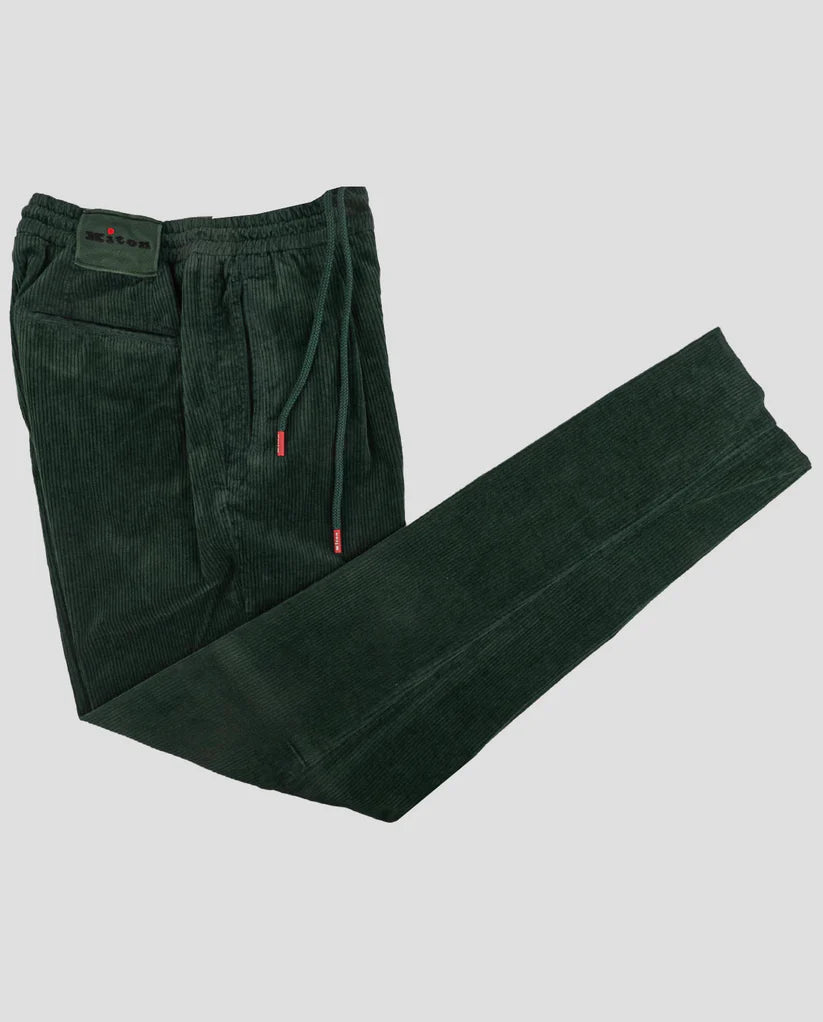 Kiton Green Cotton Cashmere Ea Velvet Pants