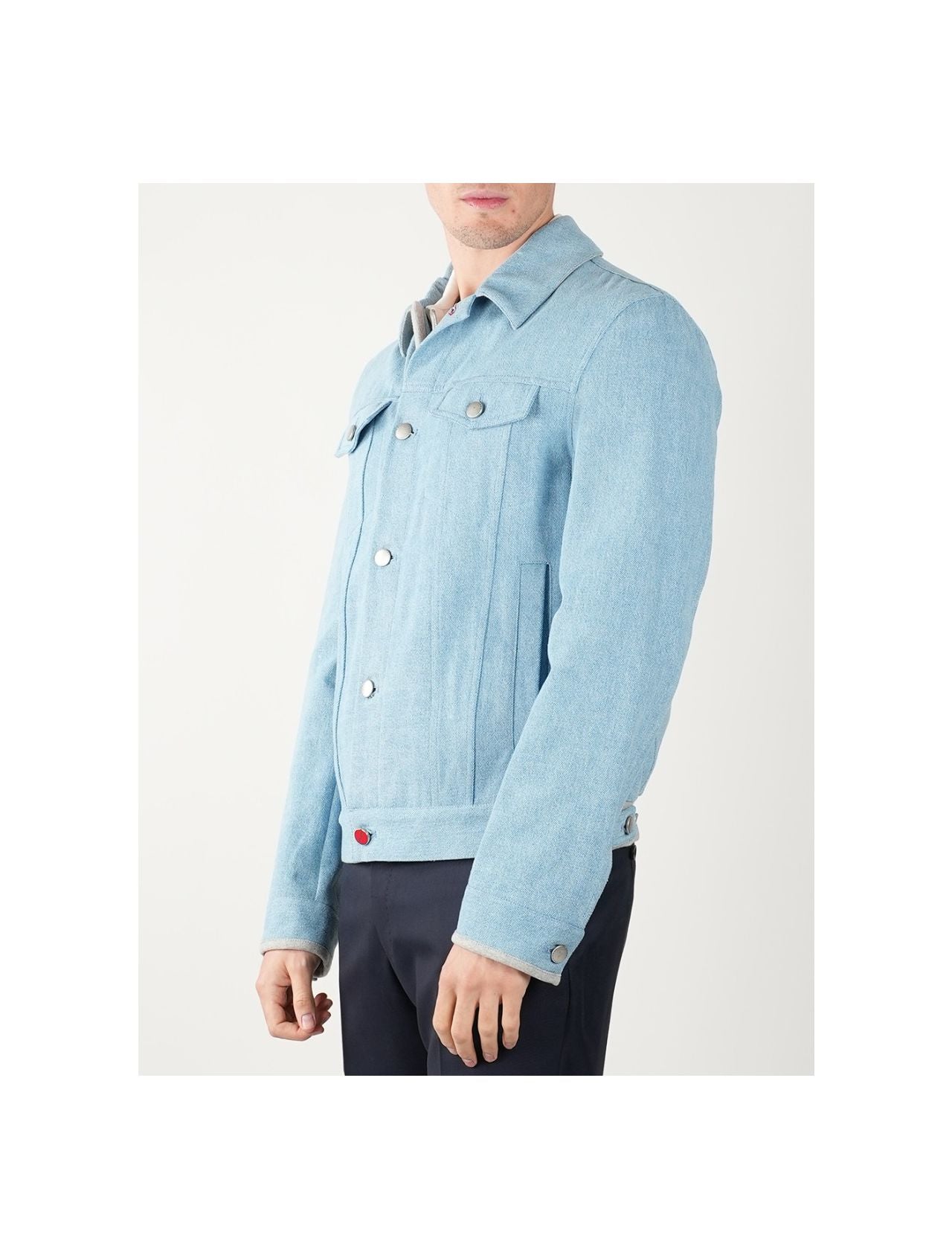 Kiton Blue Denim Cotton Coat