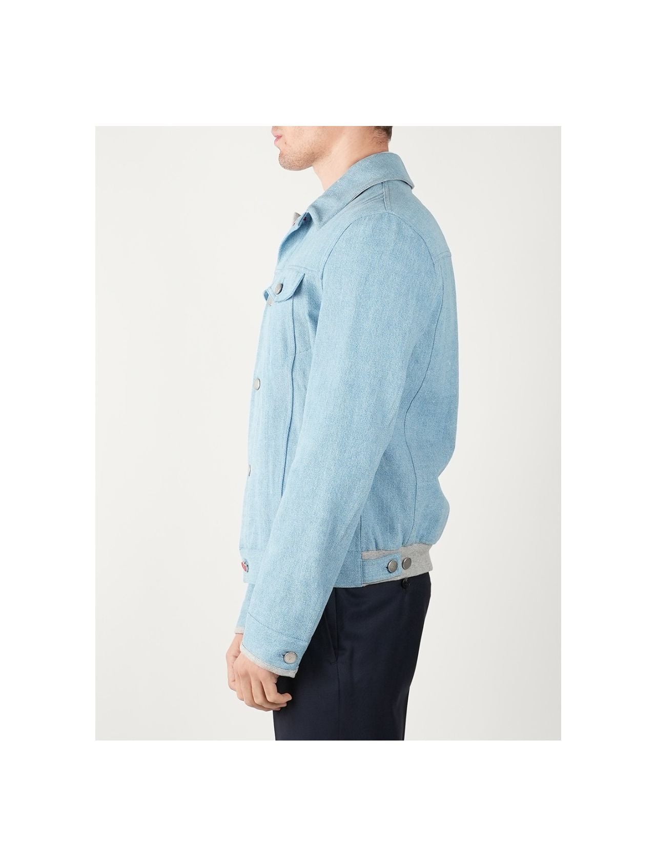 Kiton Blue Denim Cotton Coat