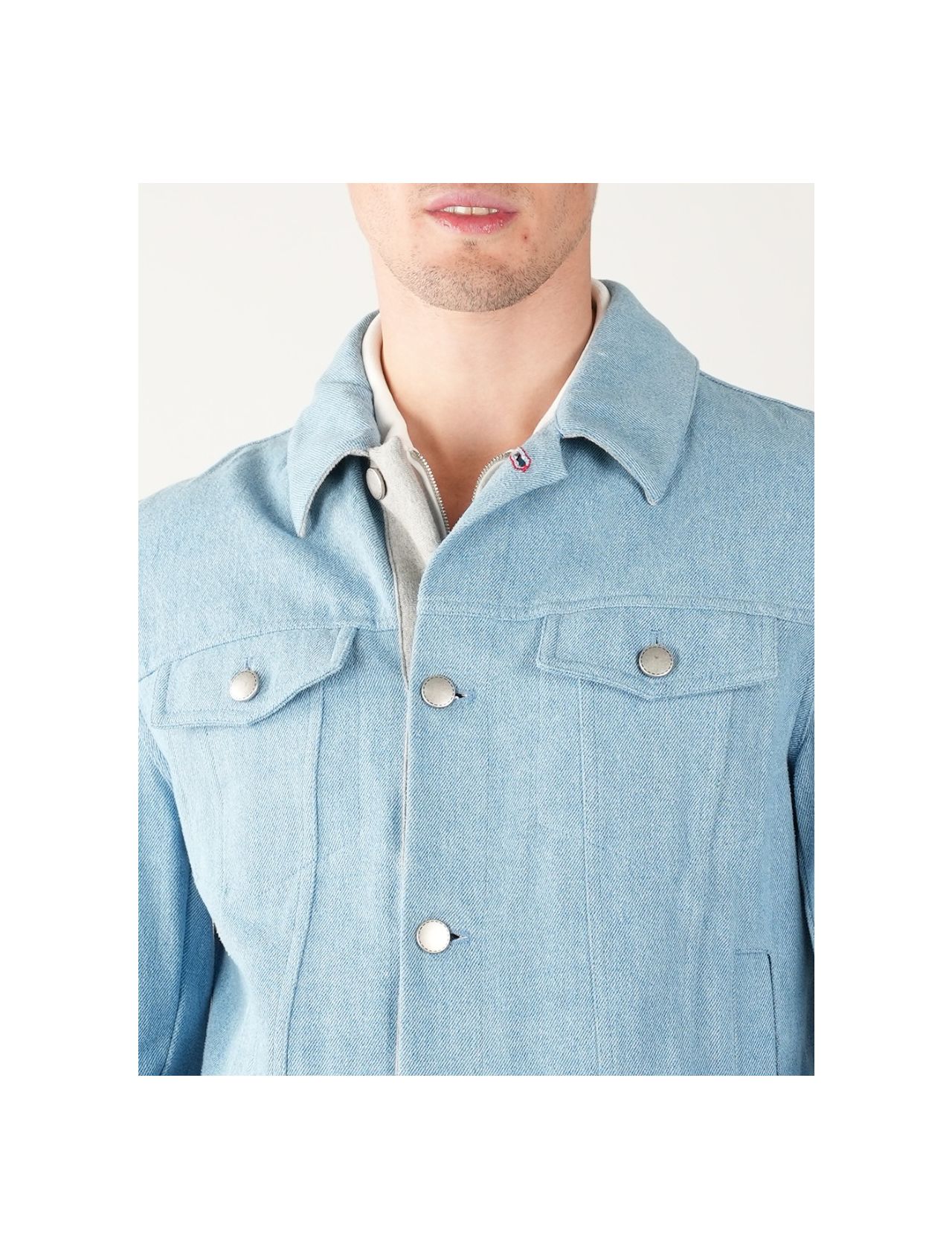 Kiton Blue Denim Cotton Coat