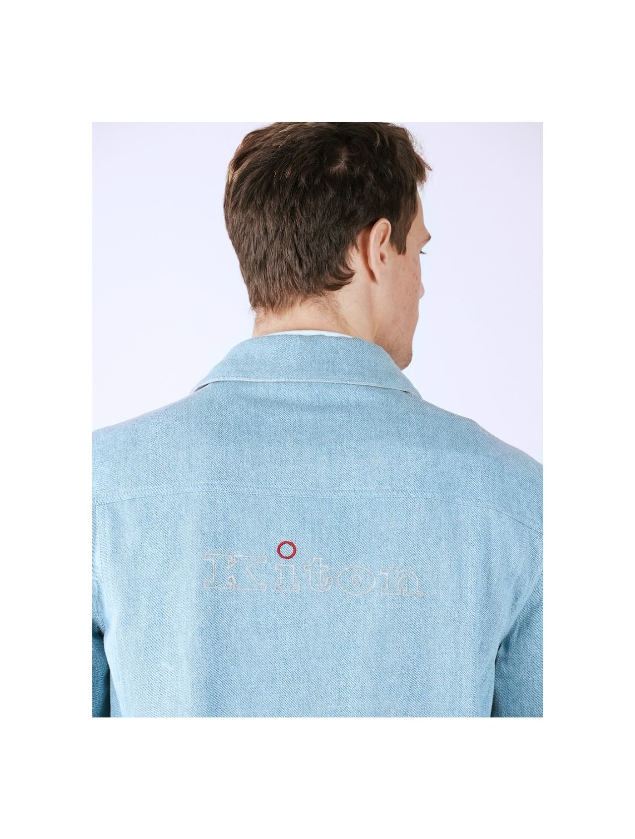 Kiton Blue Denim Cotton Coat