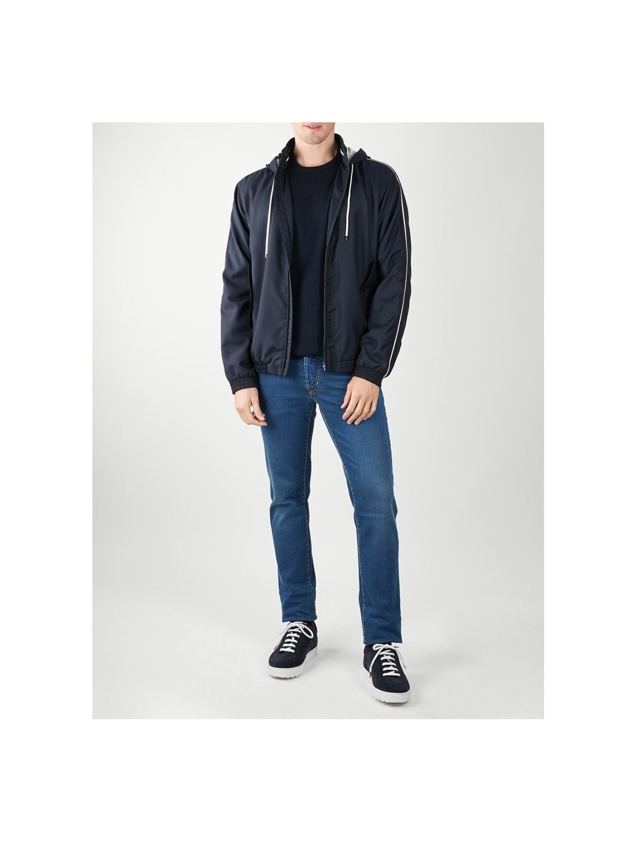 Kiton Blue Virgin Wool Pa Coat
