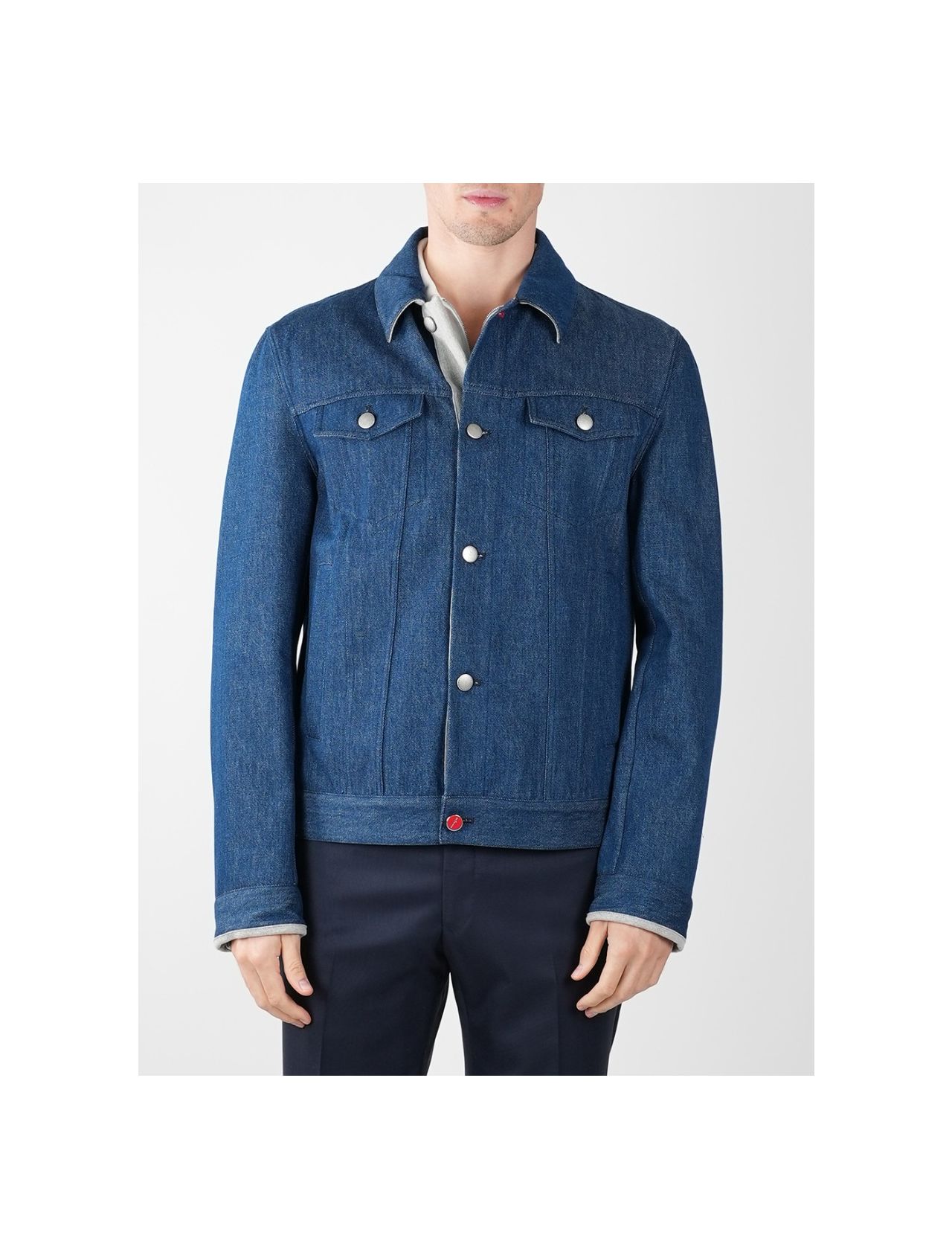Kiton Light Blue Denim Cotton Coat