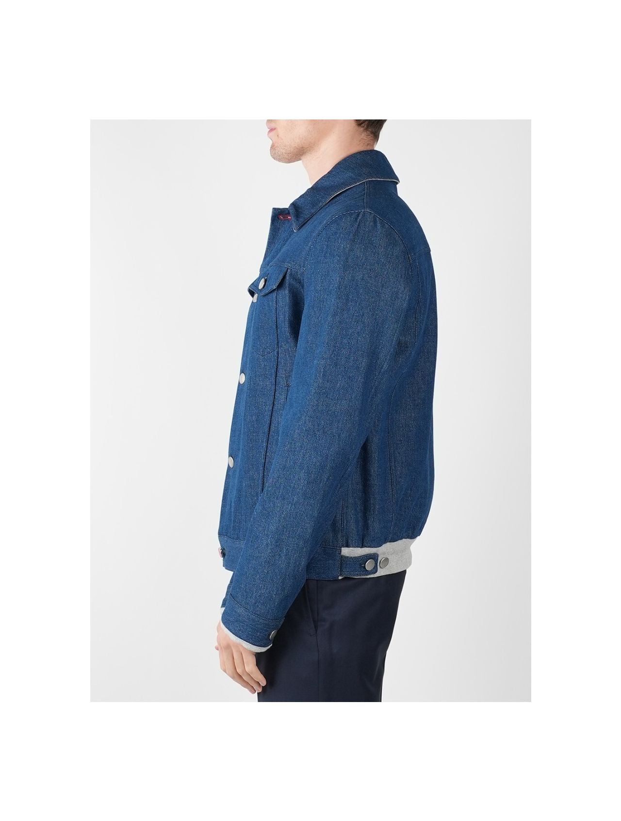 Kiton Light Blue Denim Cotton Coat