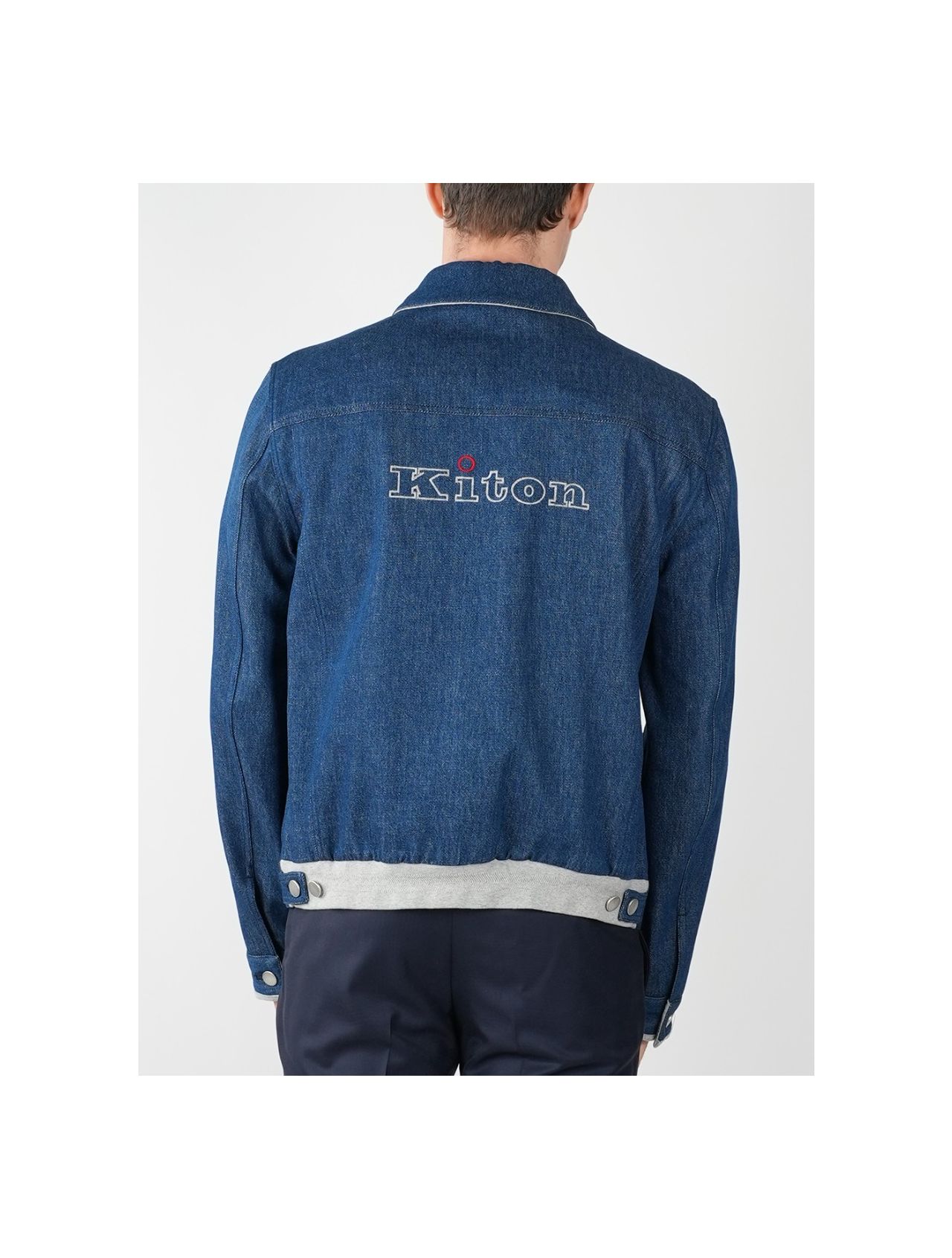 Kiton Light Blue Denim Cotton Coat