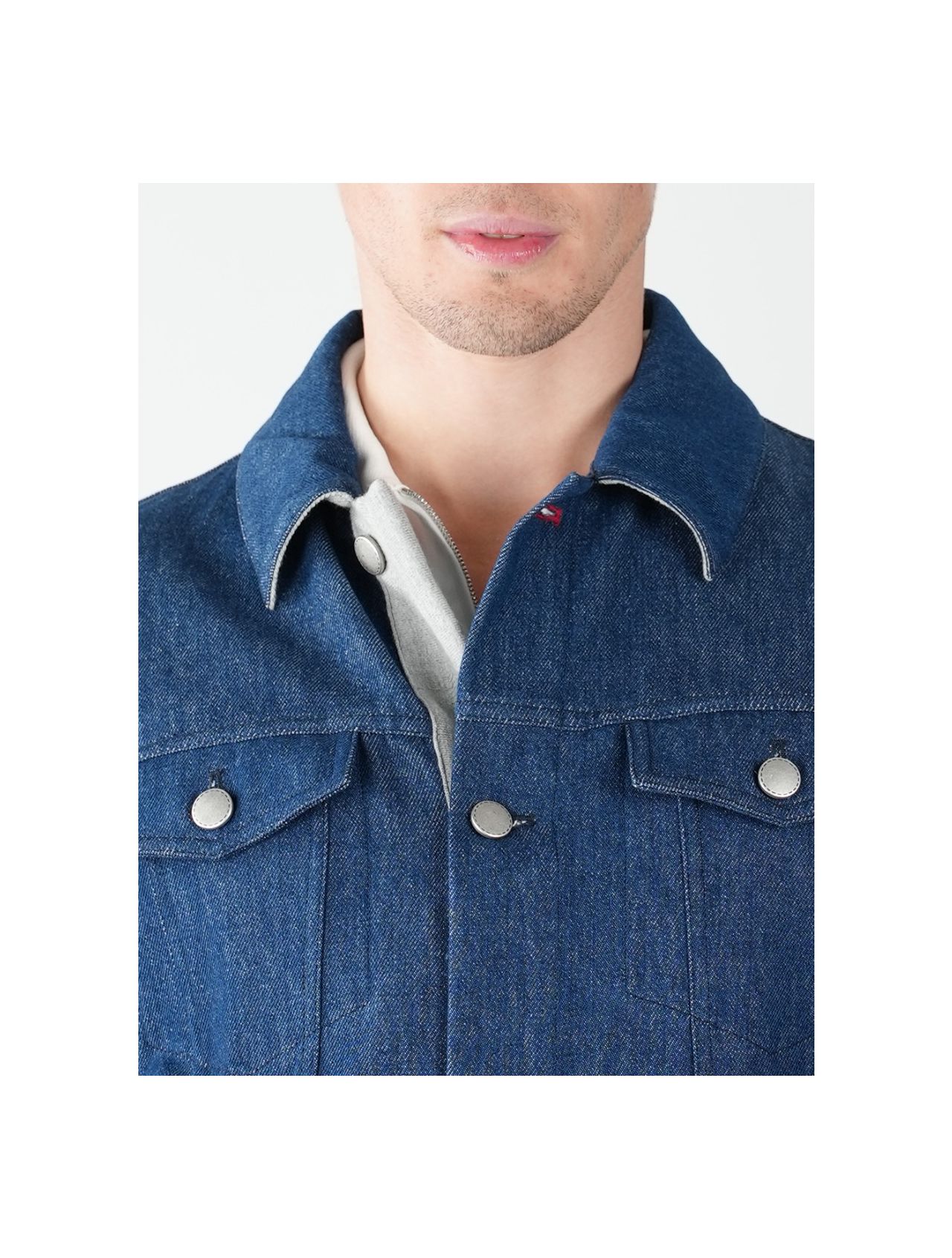 Kiton Light Blue Denim Cotton Coat