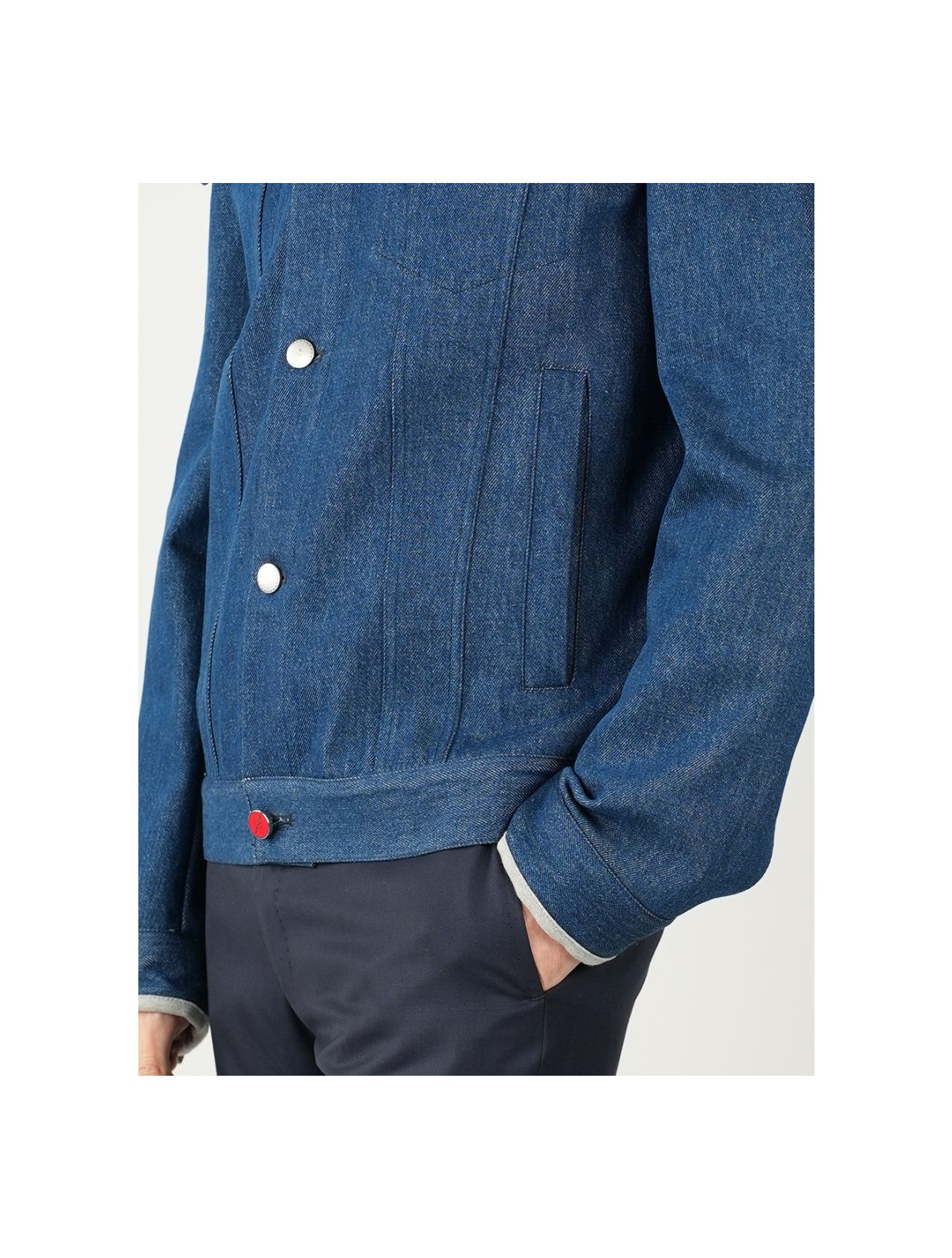 Kiton Light Blue Denim Cotton Coat