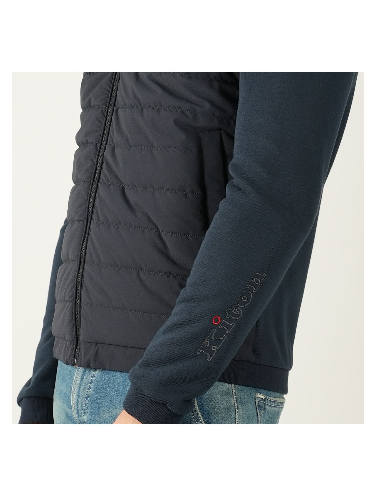 Kiton Blue Cotton Pl Pa Ea Coat