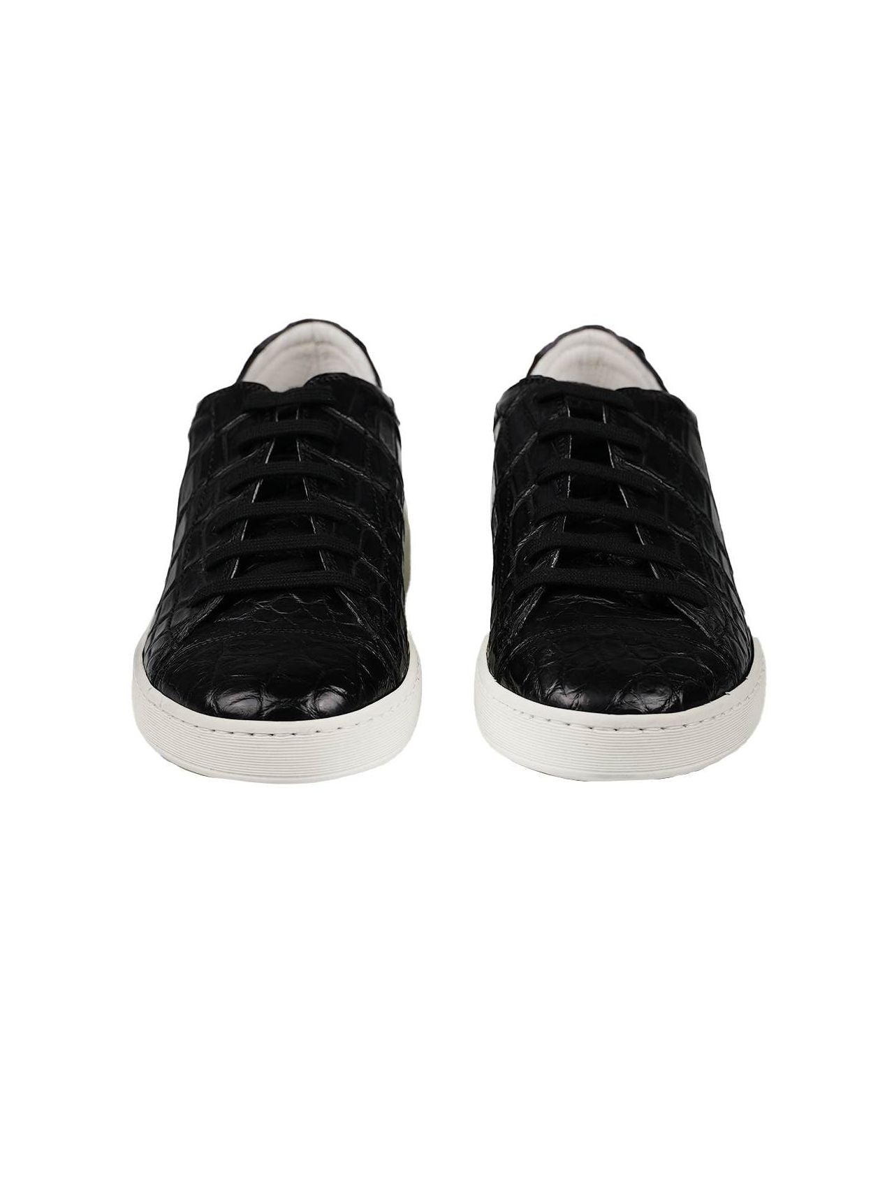 Kiton Black Leather Crocodile Shoes KIM