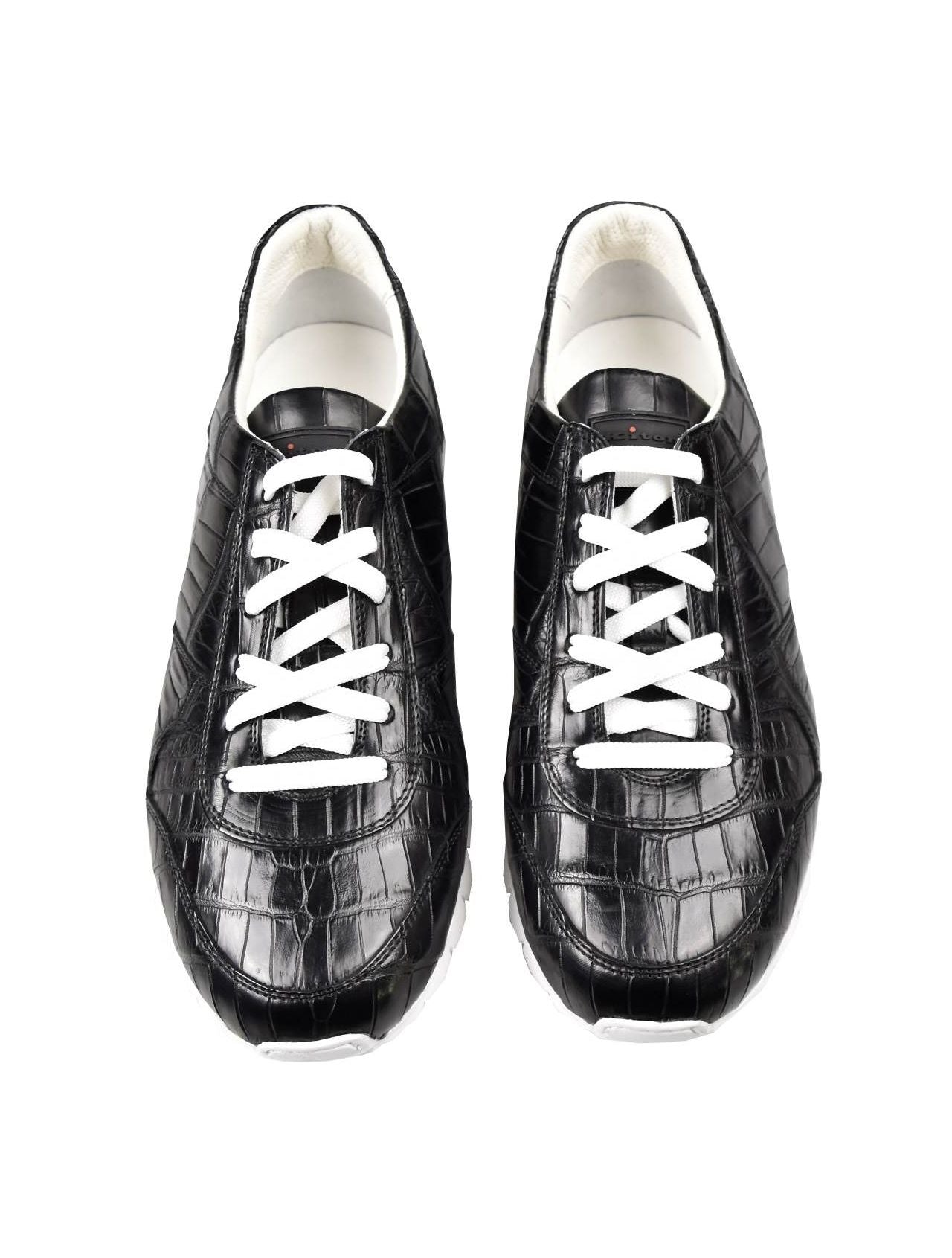 Kiton Black Leather Crocodile Shoes VLAW