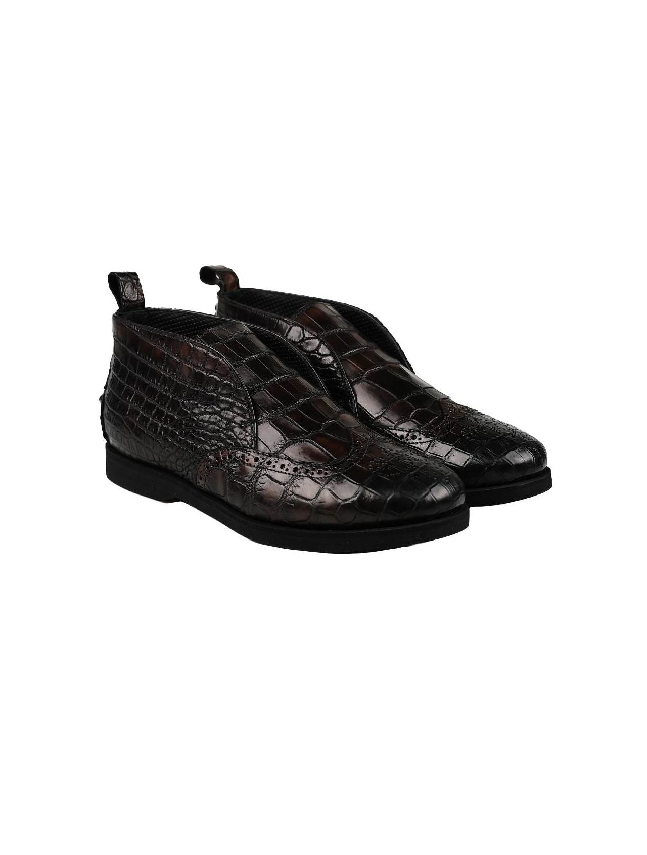 Kiton Brown Leather Crocodile Shoes