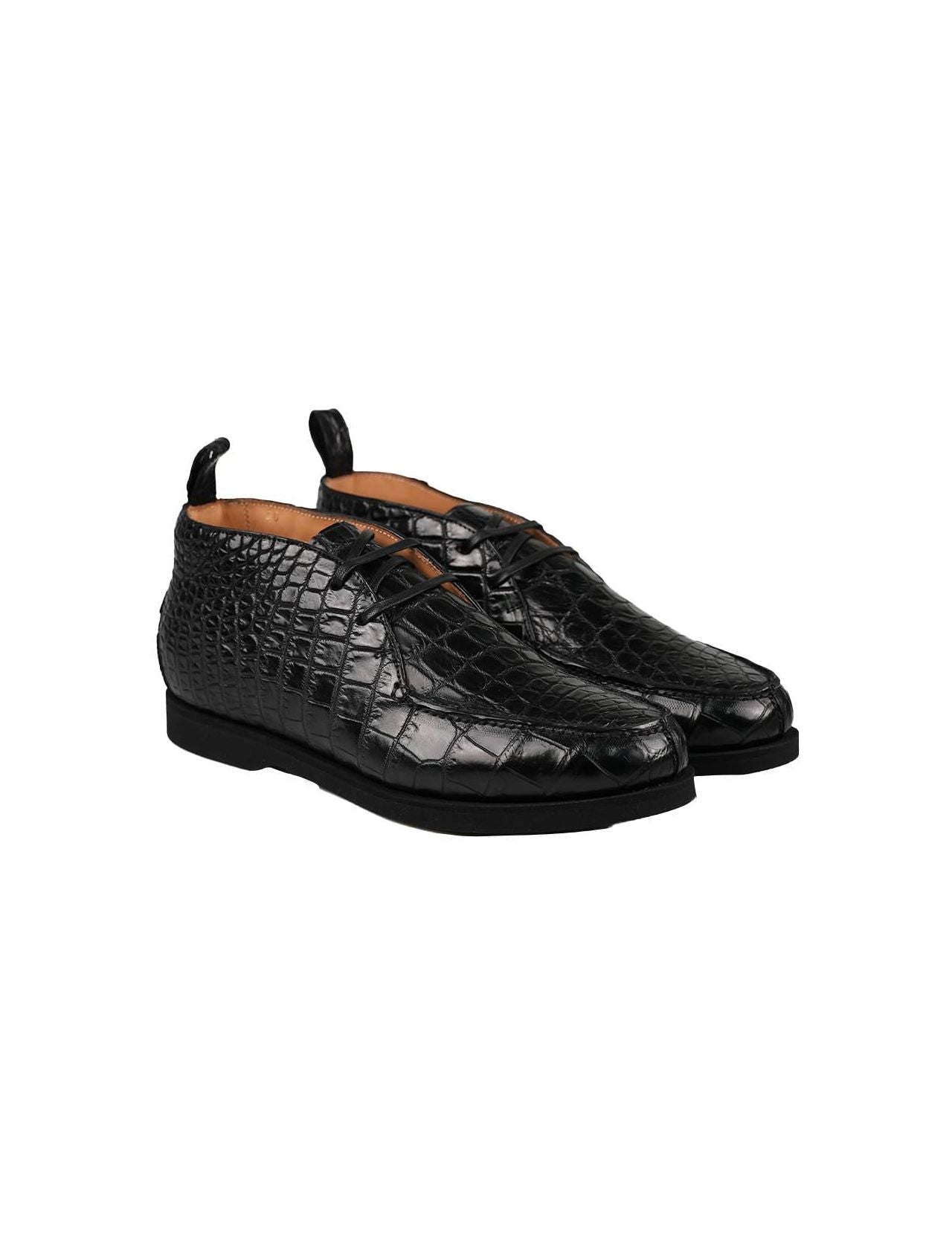 Kiton Black Leather Crocodile Boots CONB