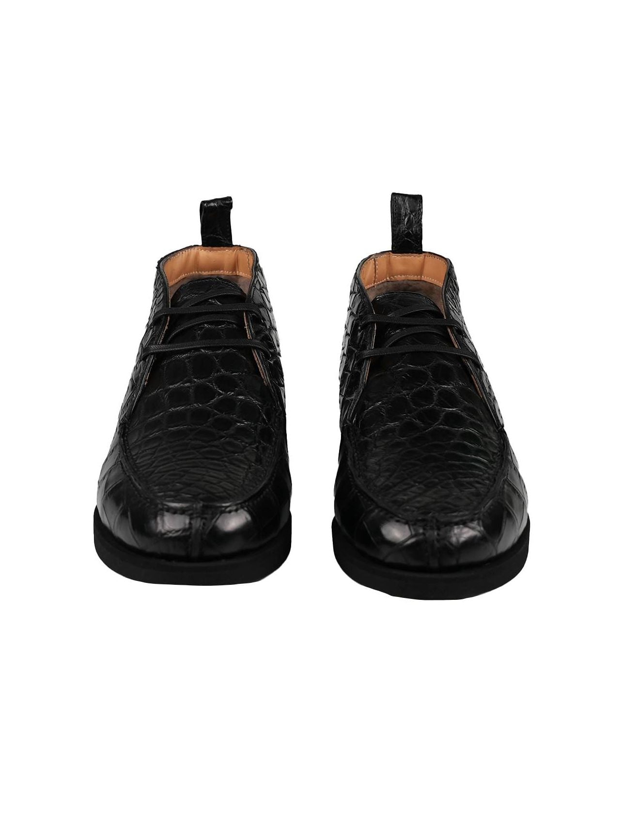 Kiton Black Leather Crocodile Boots CONB