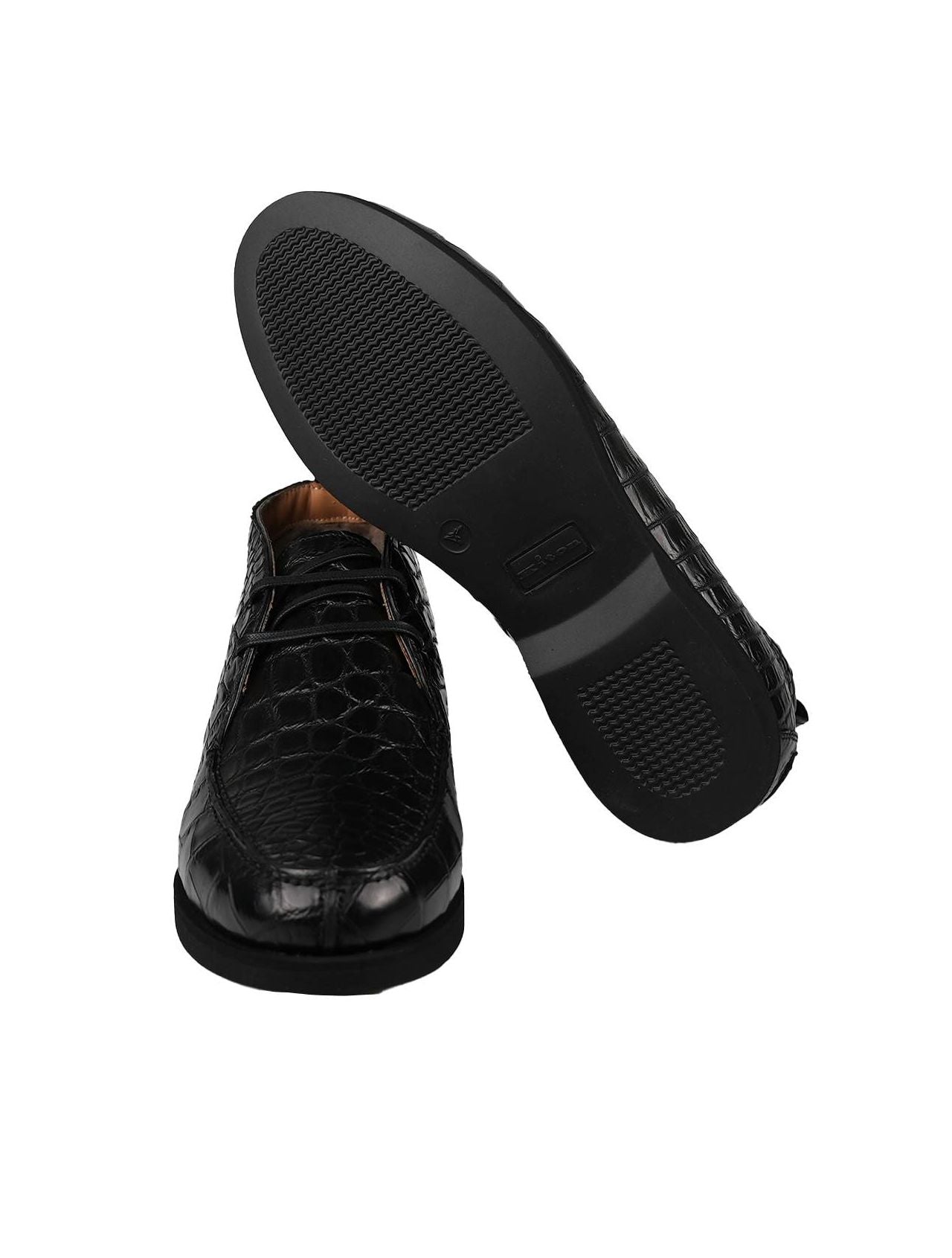 Kiton Black Leather Crocodile Boots CONB