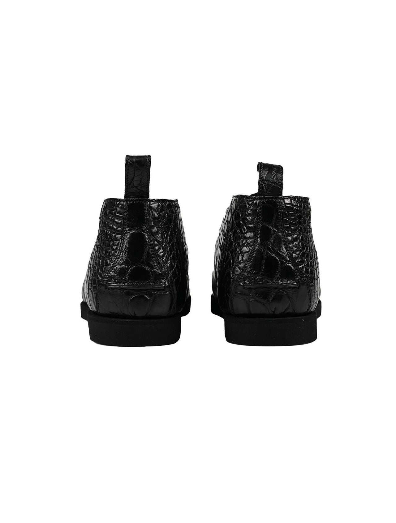 Kiton Black Leather Crocodile Boots CONB