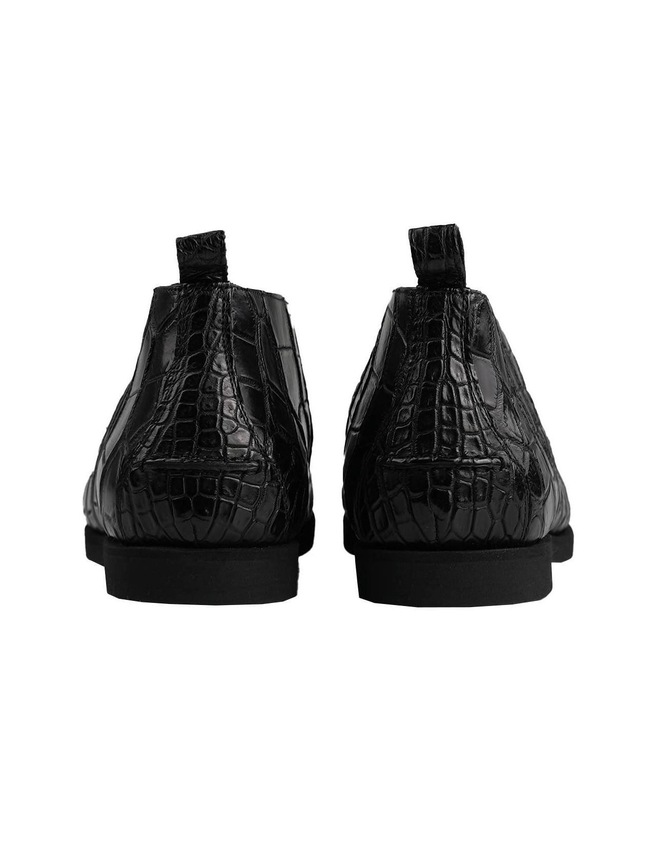 Kiton Black Leather Crocodile Boots