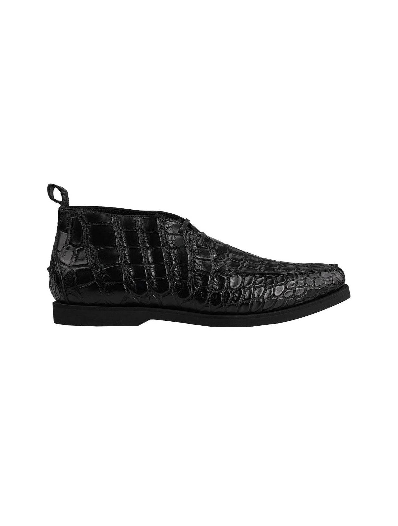 Kiton Black Leather Crocodile Boots