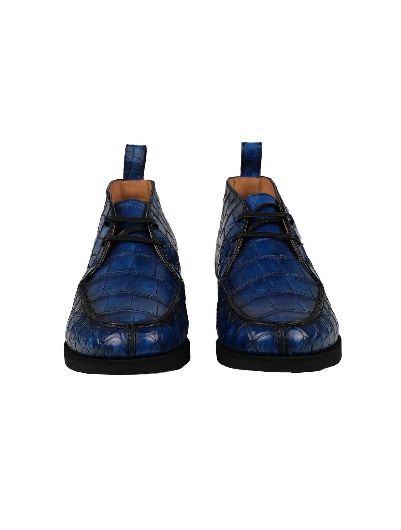 Kiton Blue Leather Crocodile Boots CONB