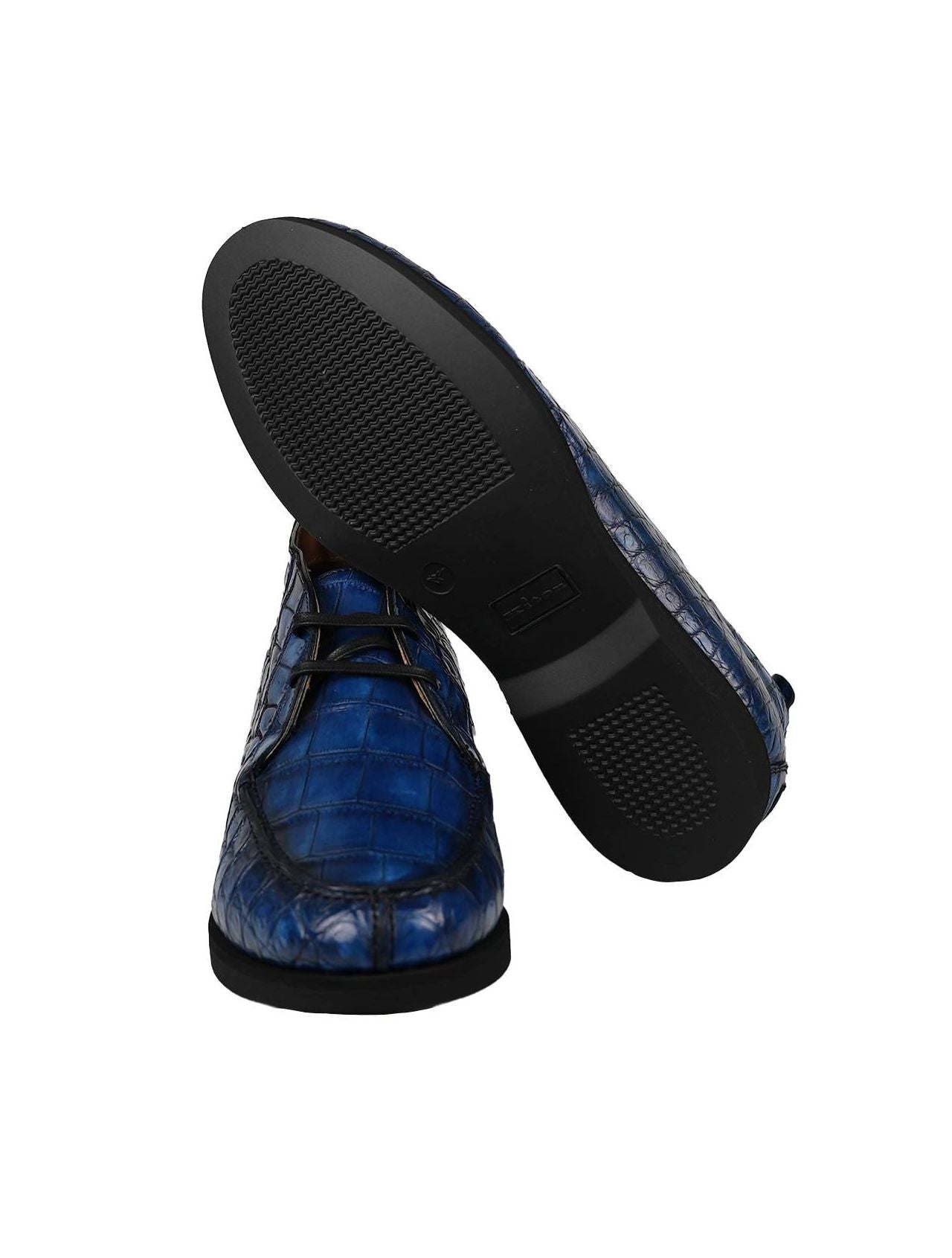 Kiton Blue Leather Crocodile Boots CONB