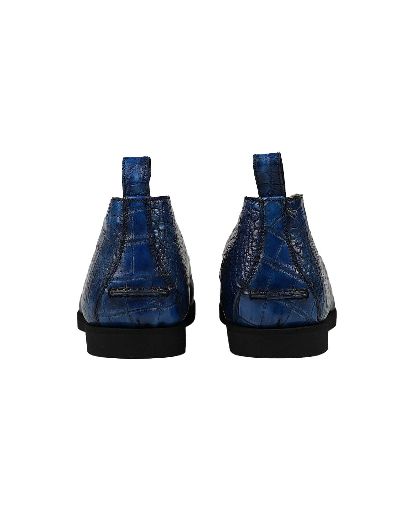Kiton Blue Leather Crocodile Boots CONB