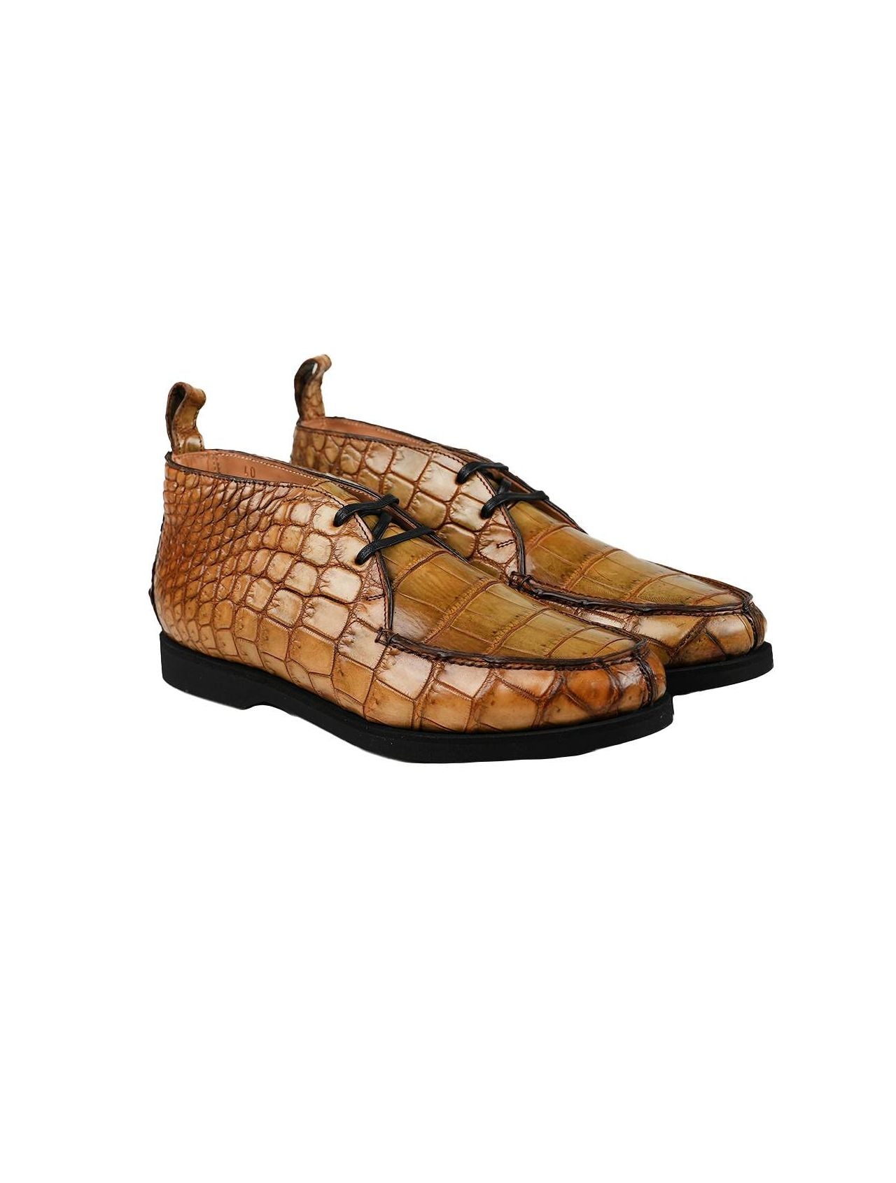 Kiton Beige Leather Crocodile Boots CONB