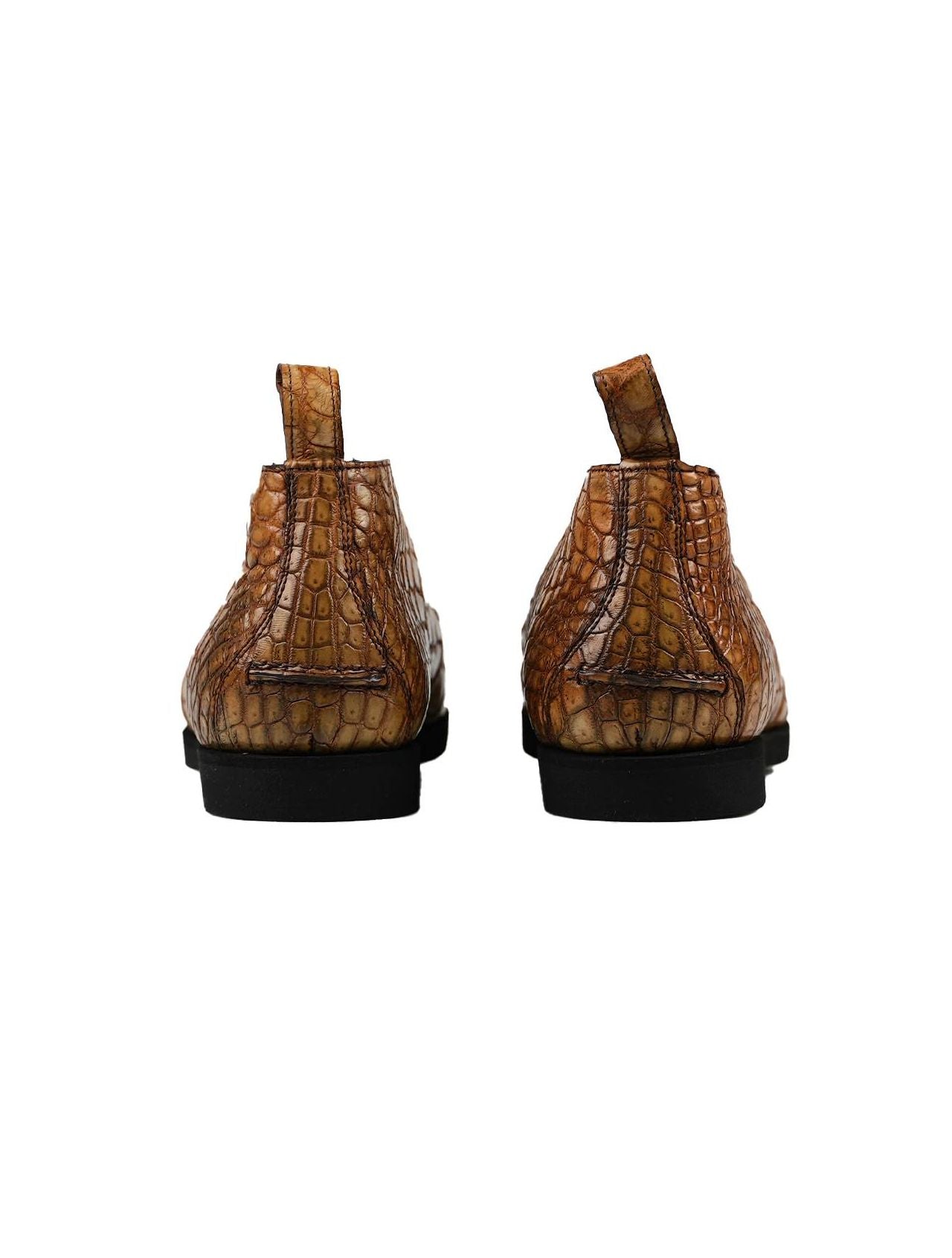 Kiton Beige Leather Crocodile Boots CONB