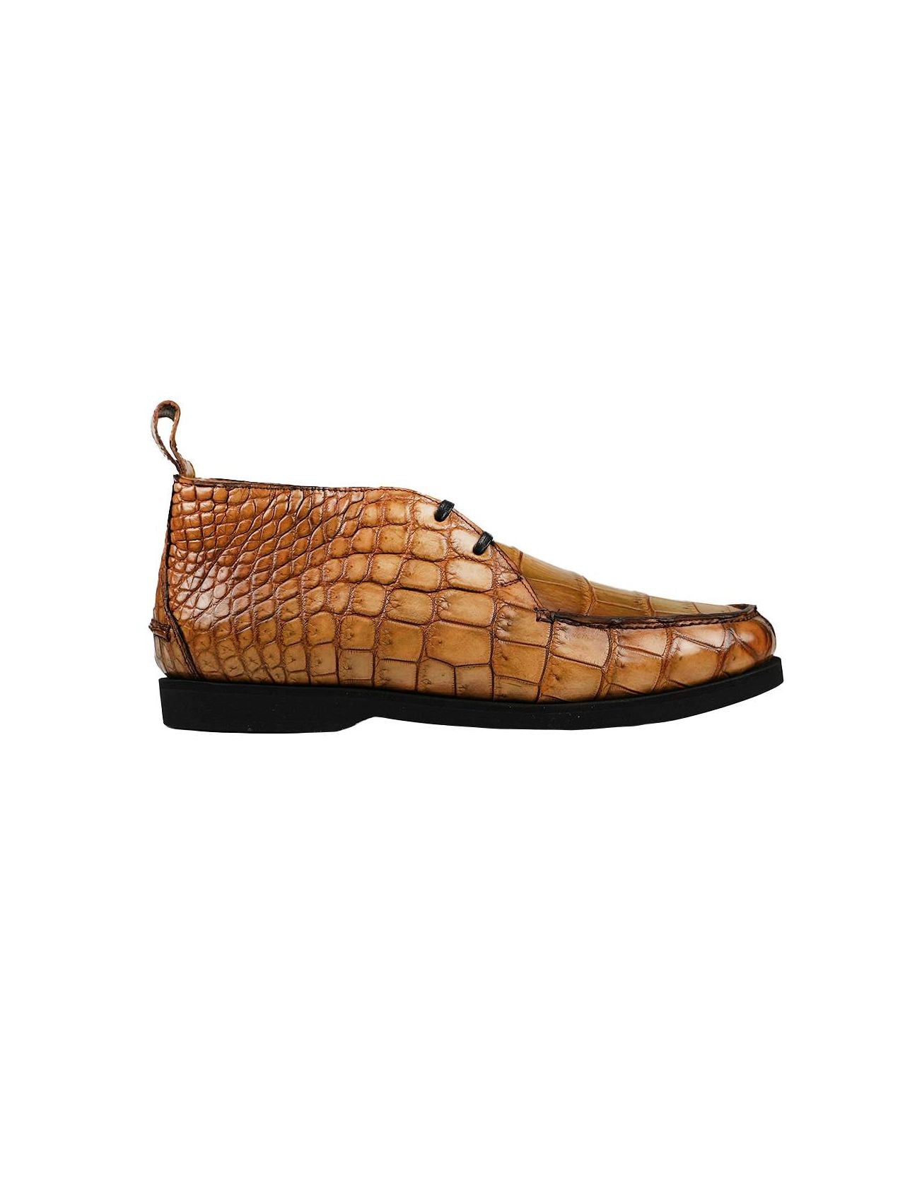 Kiton Beige Leather Crocodile Boots CONB