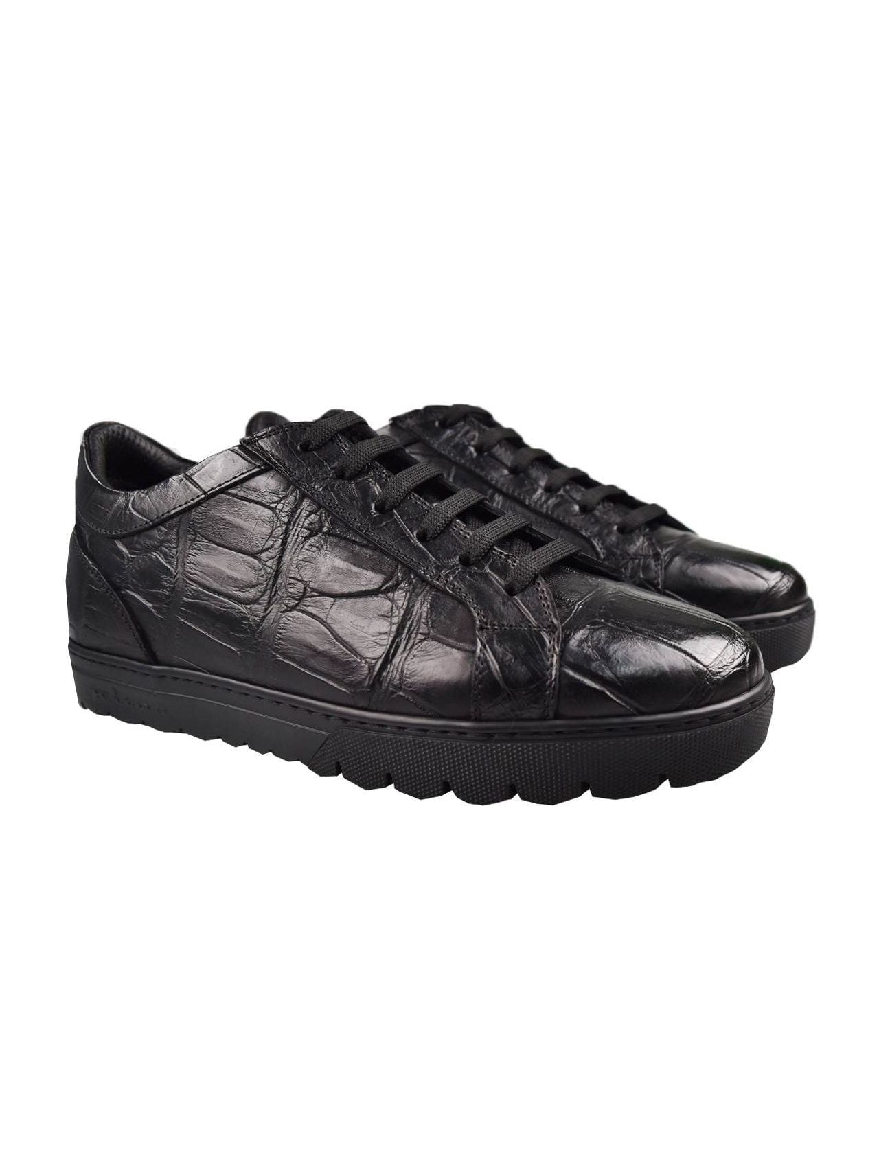 Kiton Black Crocodile Sneakers SUIB