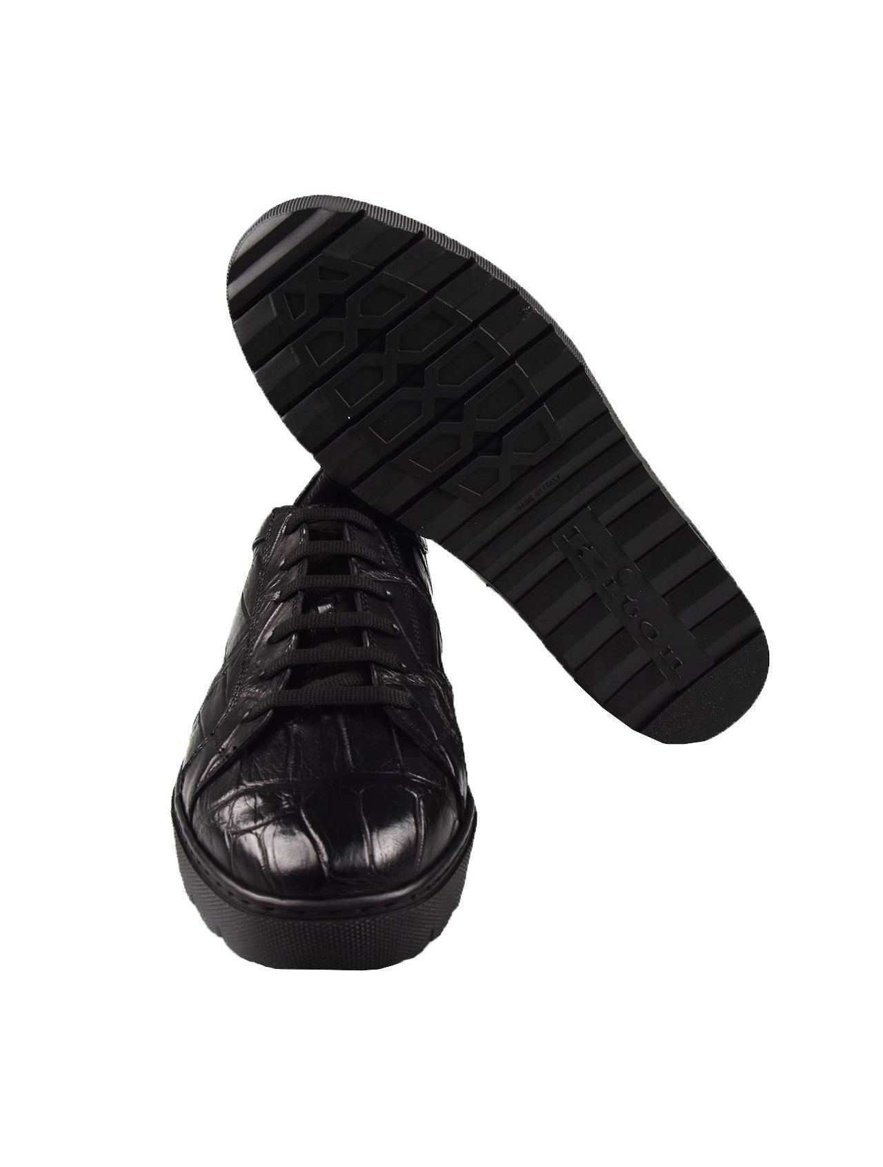 Kiton Black Crocodile Sneakers SUIB