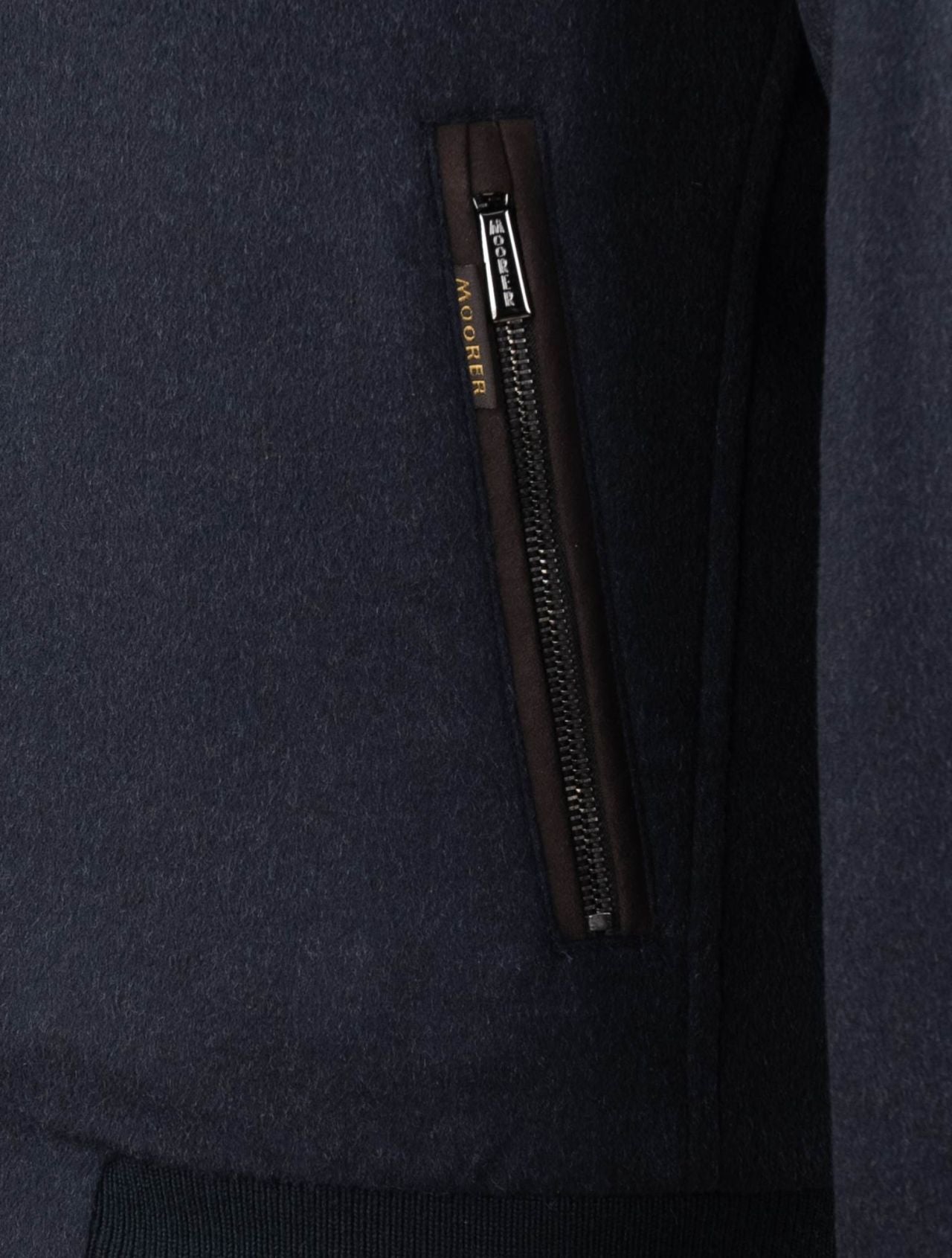 MooRER Blue Wool Cashmere Goat Sheepskin Collar Coat
