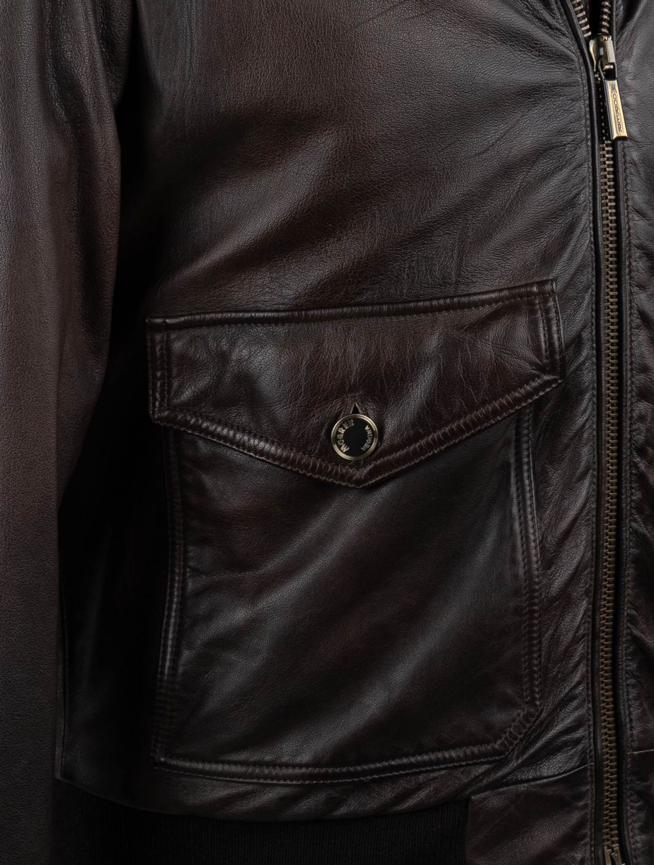 MooRER Brown Leather Goat Sheepskin Collar Coat