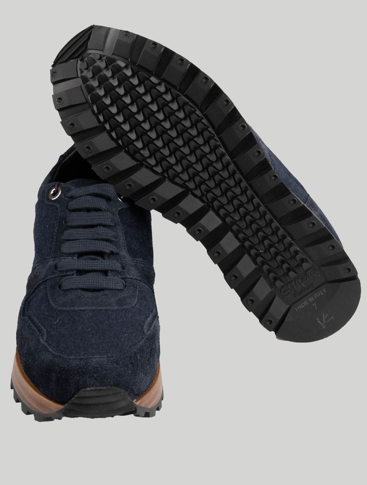 Isaia Blue Navy Cashmere Leather Suede Sneakers Shoes