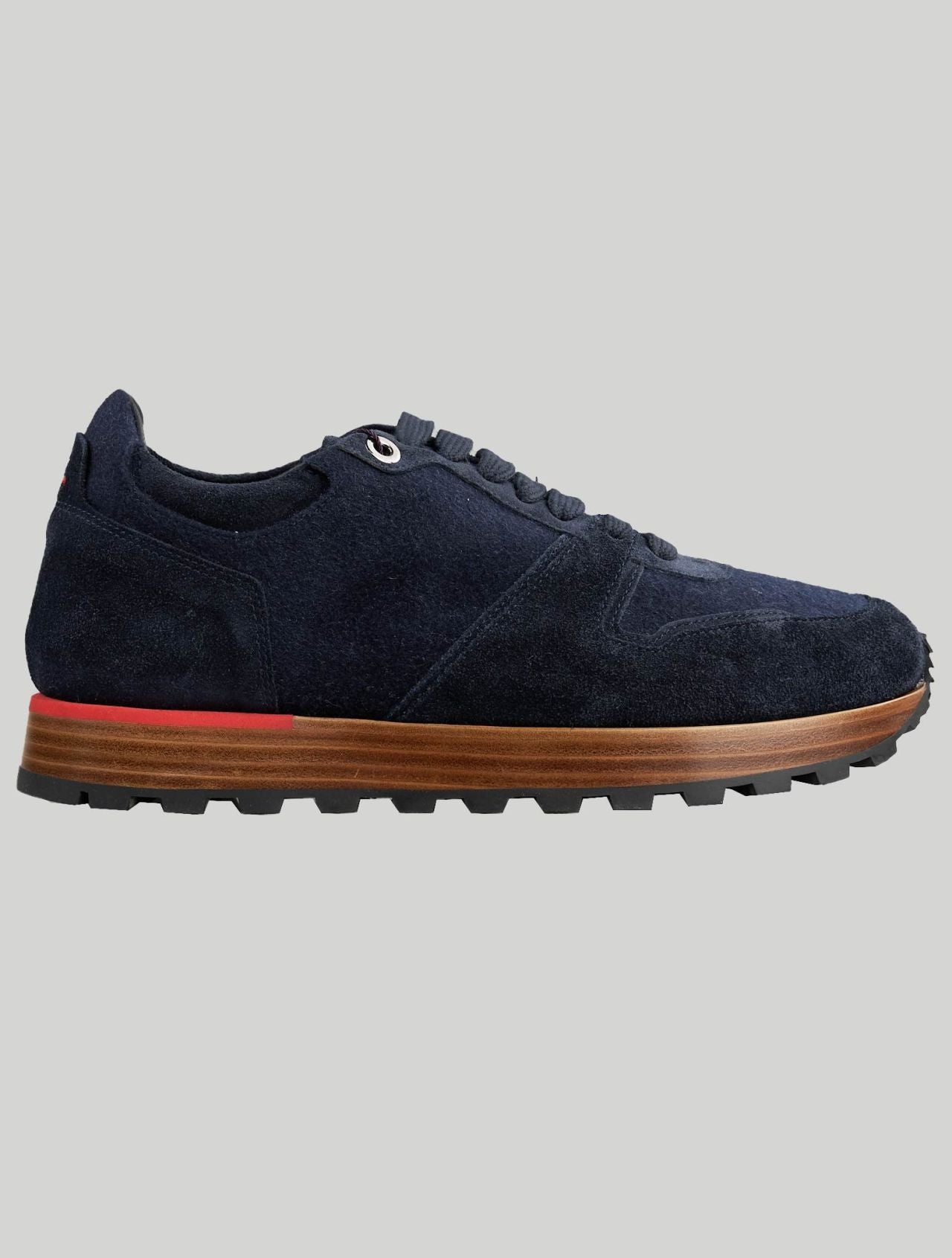 Isaia Blue Navy Cashmere Leather Suede Sneakers Shoes