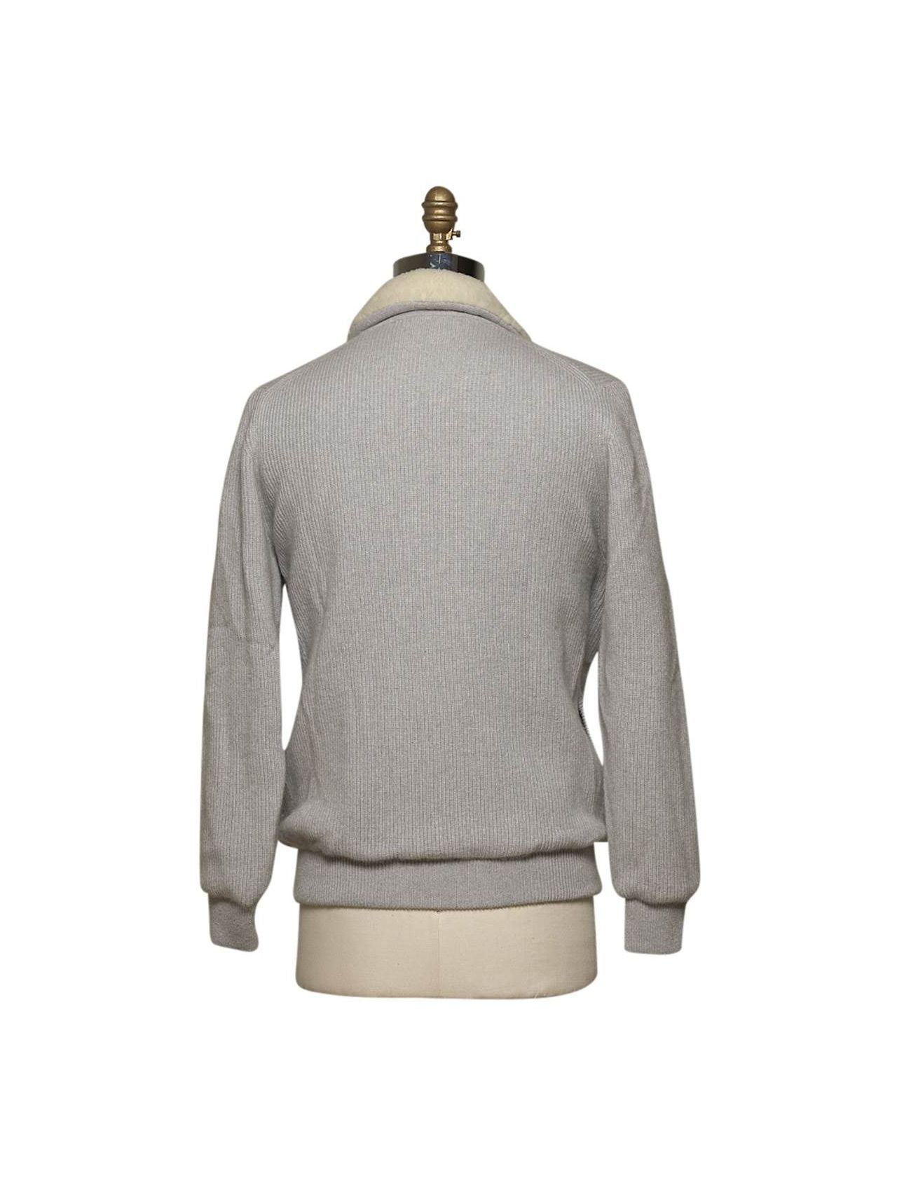 Kiton Gray Cashmere Shipskin Inside Coat