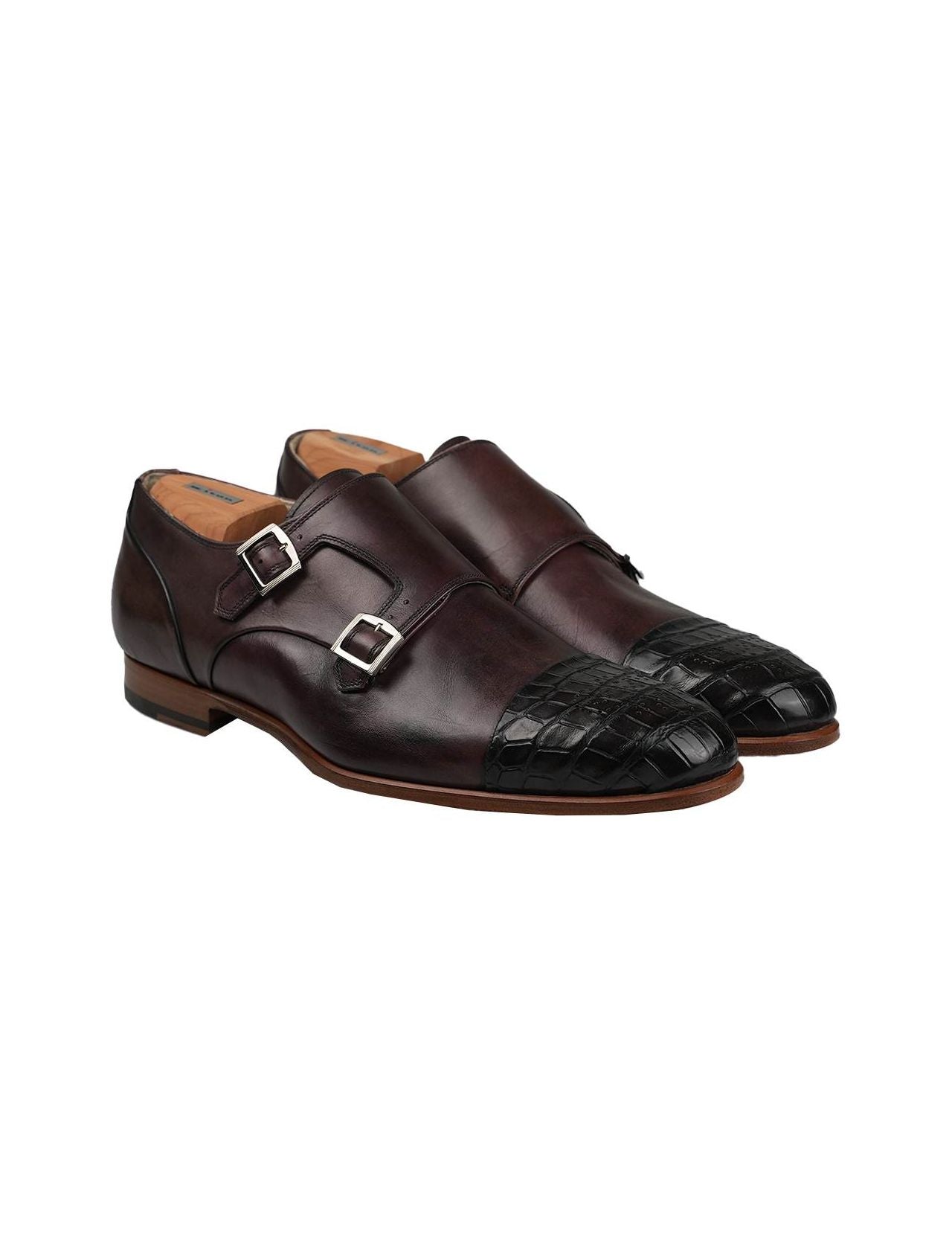 Kiton Brown Leather Crocodile Dress Shoes