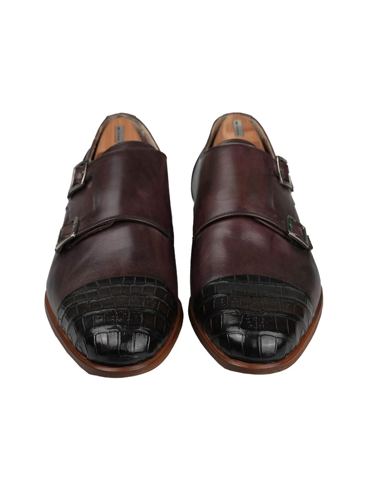 Kiton Brown Leather Crocodile Dress Shoes