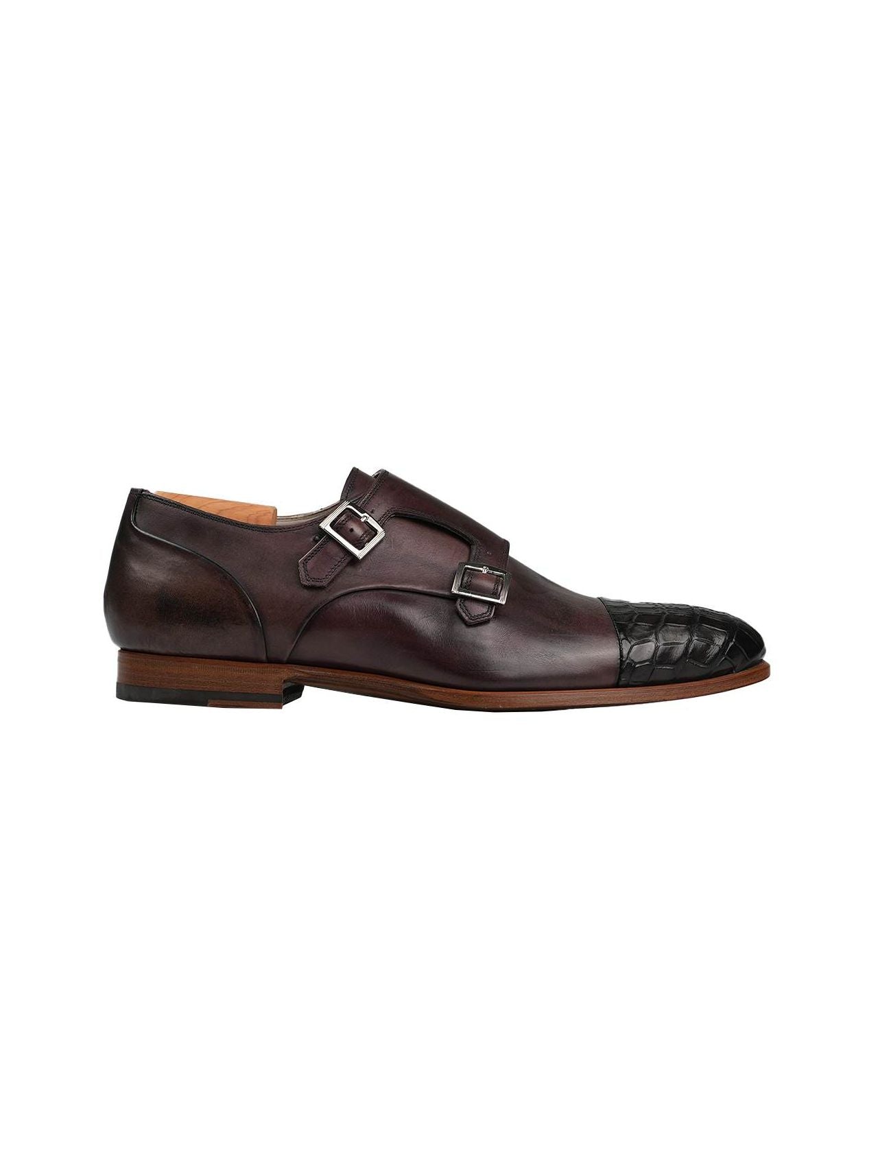 Kiton Brown Leather Crocodile Dress Shoes